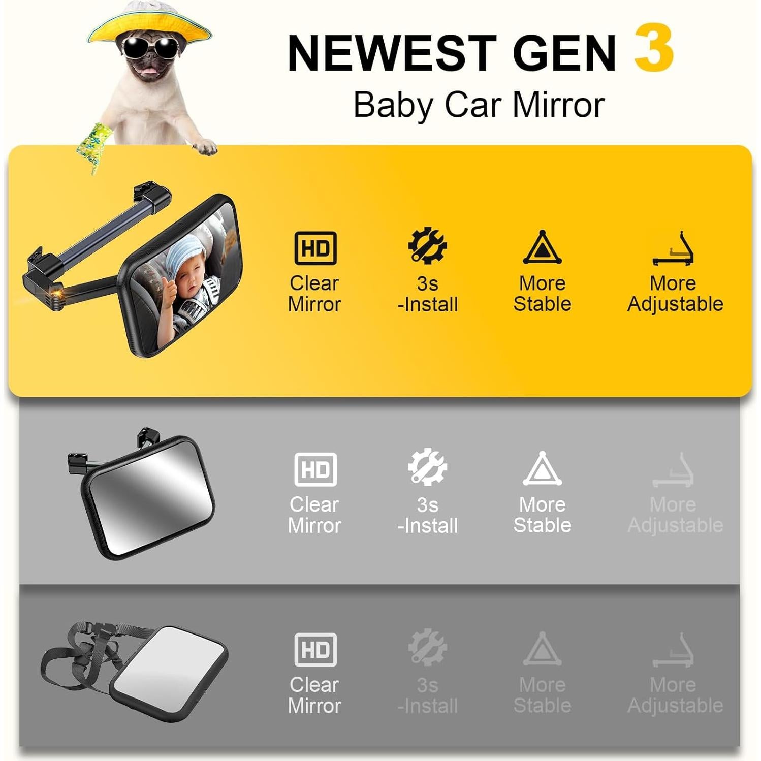 Espejo para Bebé TAZENI Ajustable 360° a Prueba de Roturas