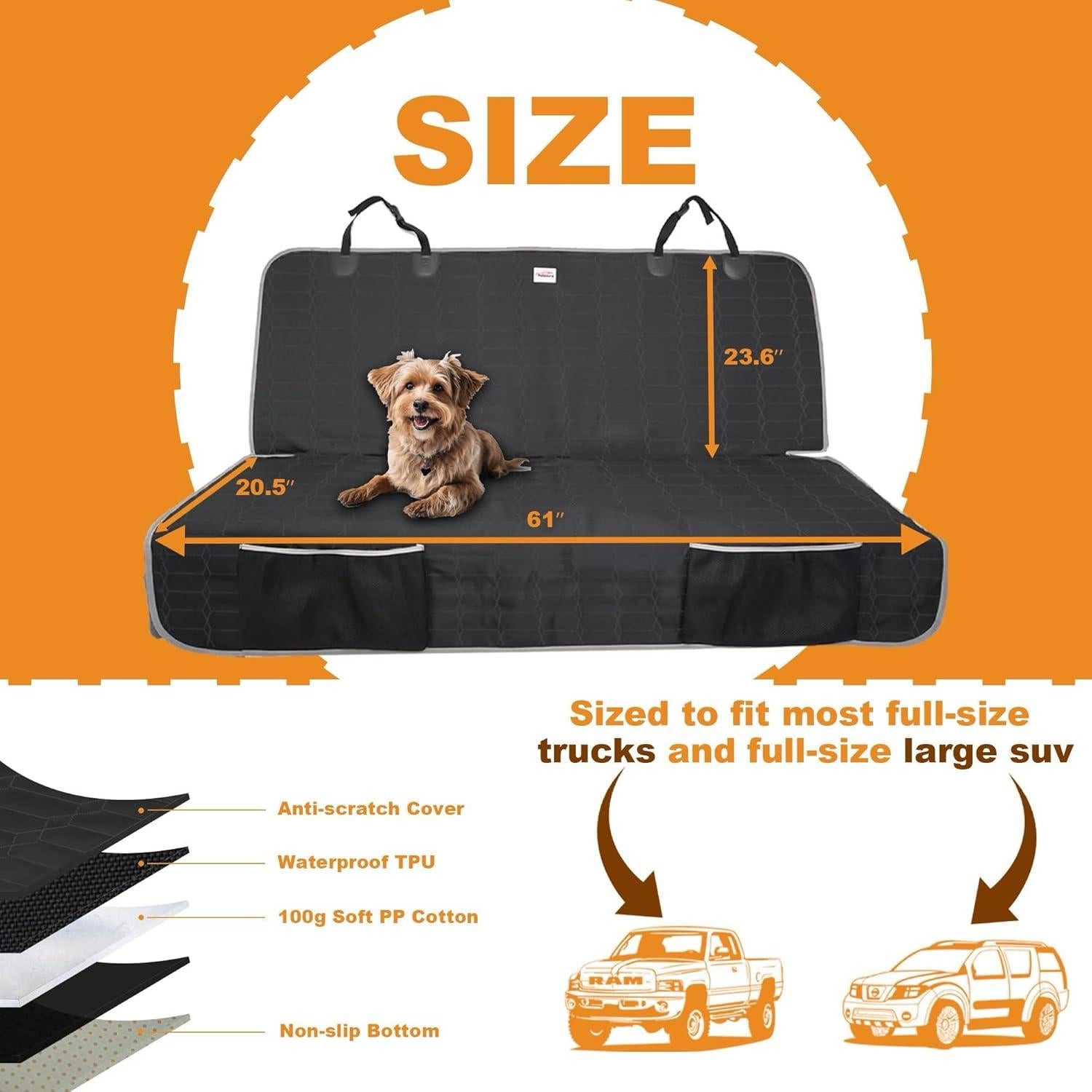 Funda de Asiento para Perros Reliadura Banco Camioneta 155cm Gris