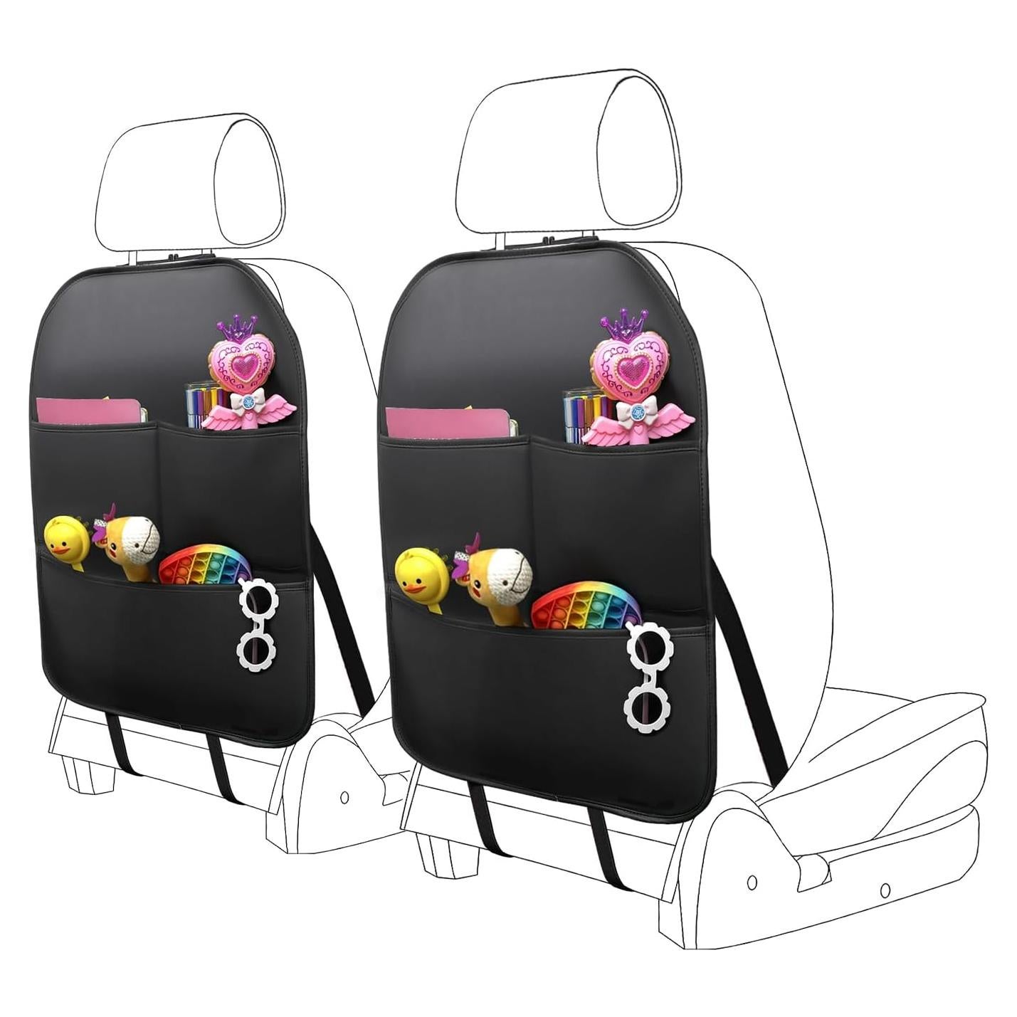 Paquete de 2 Protectores de Asiento Trasero BEITK Negro