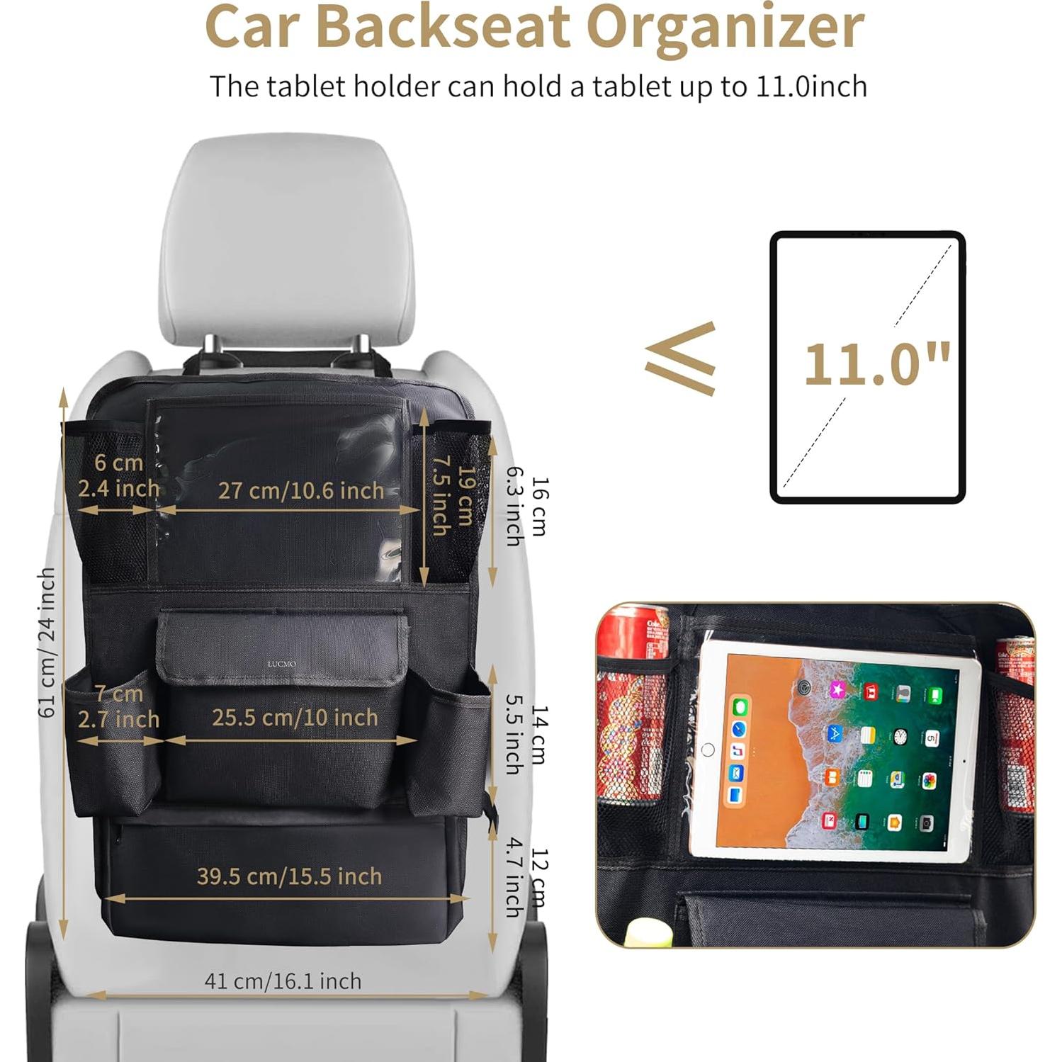 Organizador de Asiento Trasero LUCMO con Soporte para Tableta - Negro