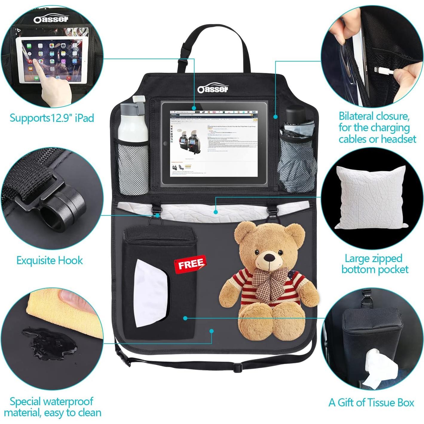 Organizador de Asiento Trasero Oasser E2 Kick Mats con Soporte para iPad