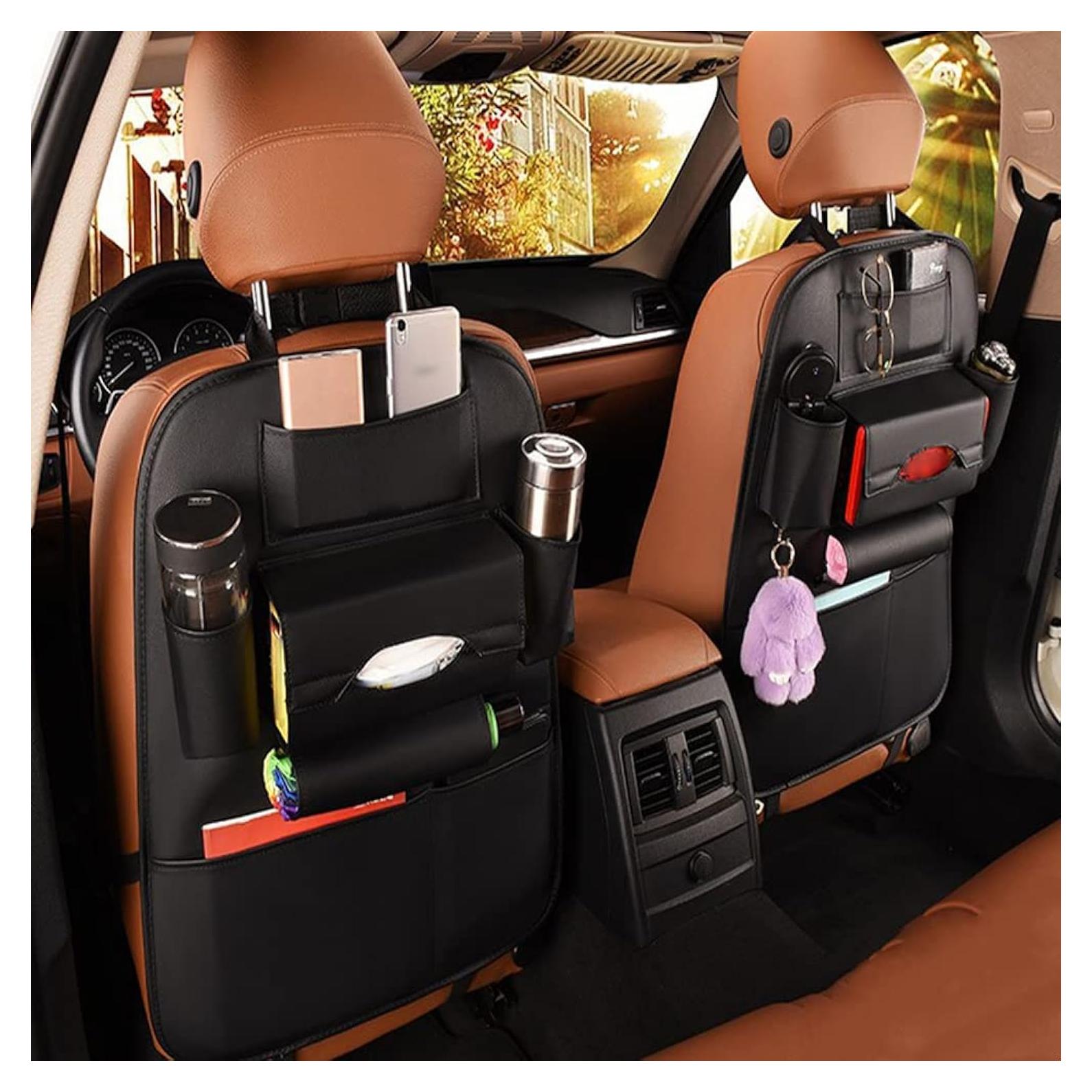 2 Organizadores de Asiento de Coche SANMITTI Cuero Sintético Negro