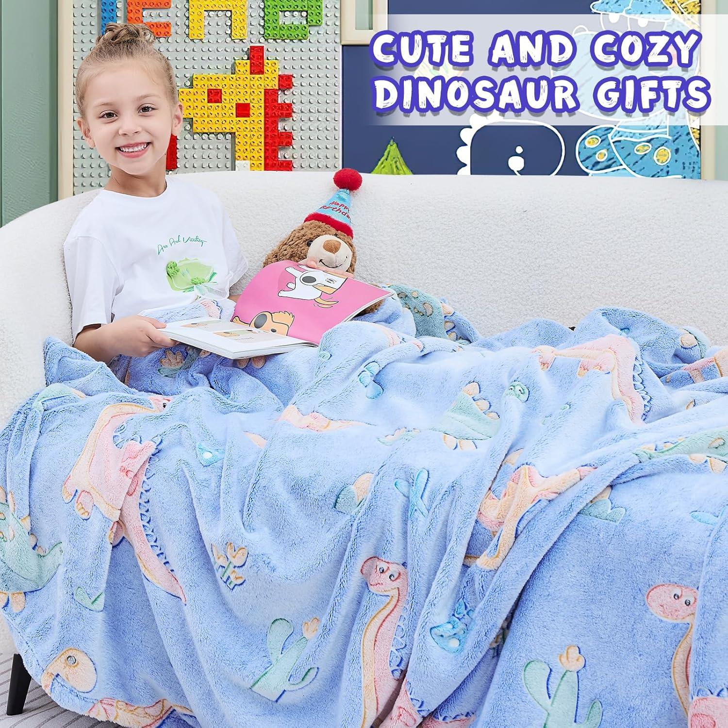 Manta de Dinosaurio Inhand 127x152 cm Brilla en la Oscuridad