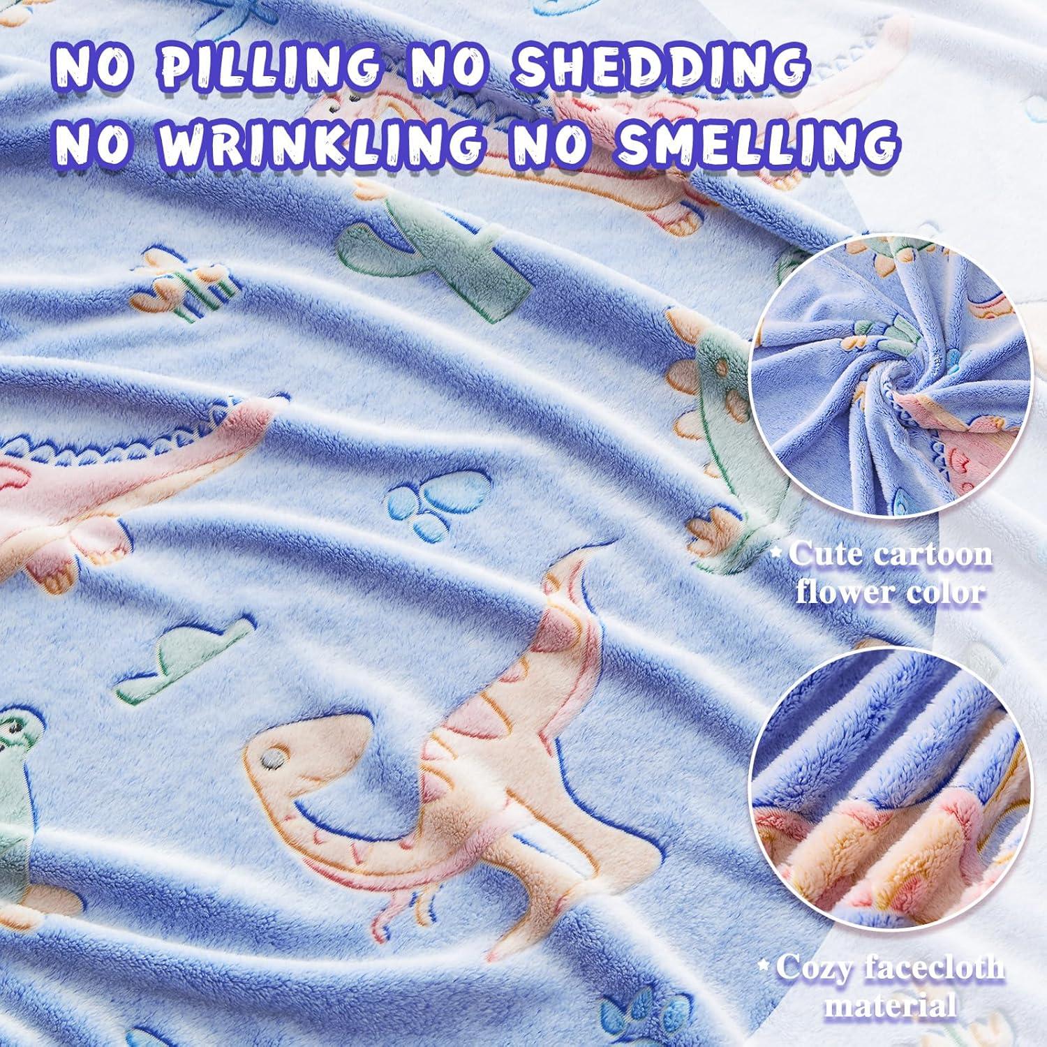 Manta de Dinosaurio Inhand 127x152 cm Brilla en la Oscuridad