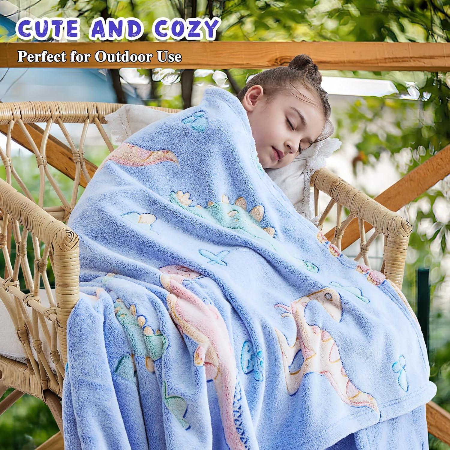 Manta de Dinosaurio Inhand 127x152 cm Brilla en la Oscuridad