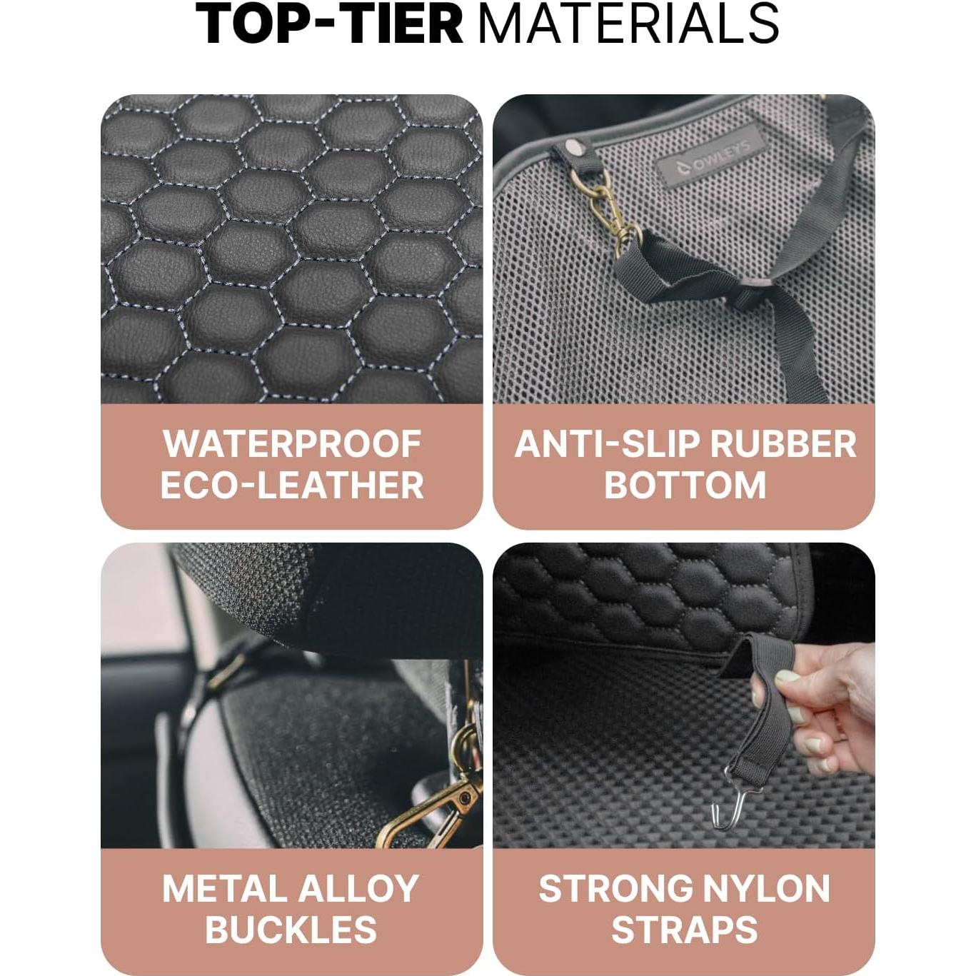 Protector de Asiento Trasero Owleys de Eco-Cuero Negro