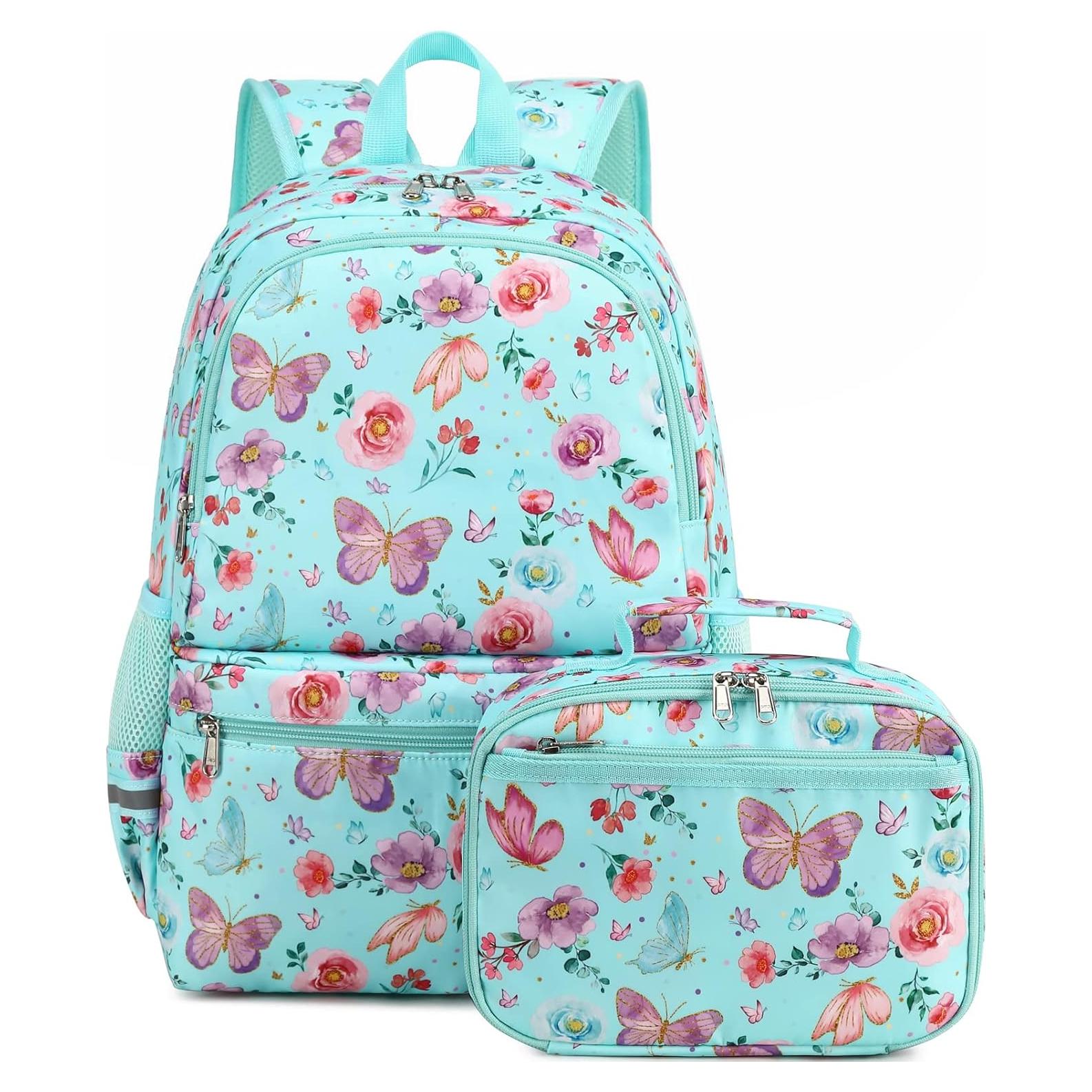 Mochila Escolar DSIUE para Niñas Azul Lago con Lonchera