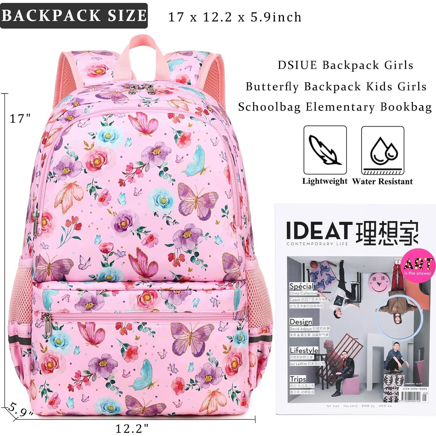 Mochila Escolar DSIUE para Niñas Azul Lago con Lonchera