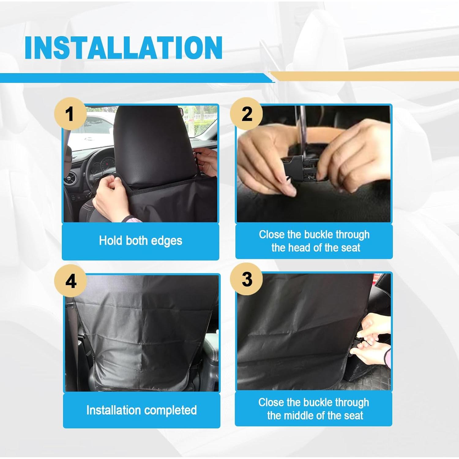 Paquete de 2 Protectores de Asiento Trasero KEVWR Negro