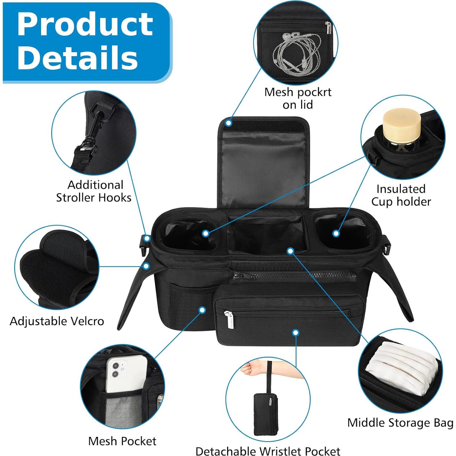 Organizador Universal para Carriola Accmor con Soporte para Vaso