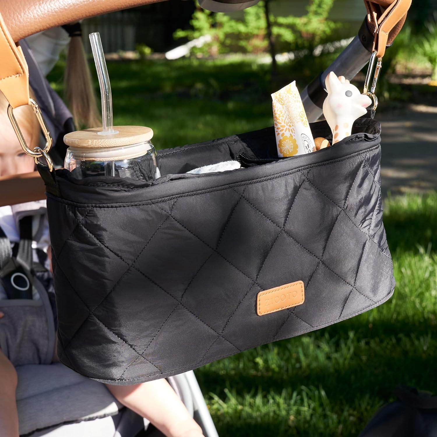 Bolsa Organizadora para Cochecito ZICOTO Negra con 2 Portavasos