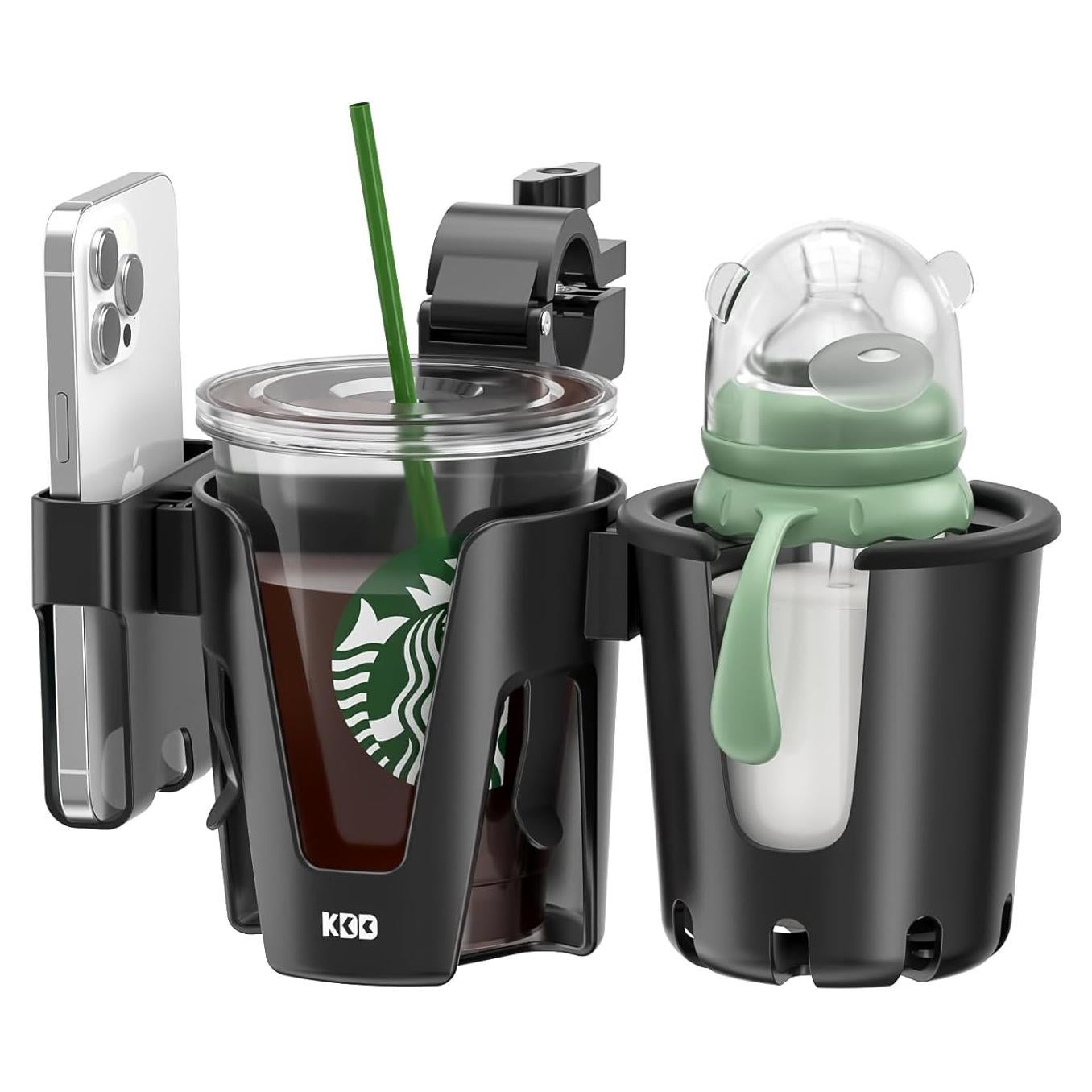 Soporte para Taza de Cochecito KDD 3 en 1 con Teléfono Negro