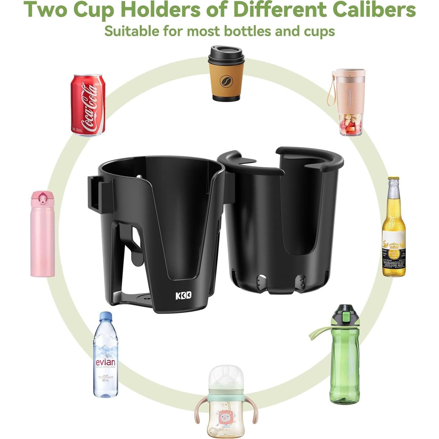 Soporte para Taza de Cochecito KDD 3 en 1 con Teléfono Negro