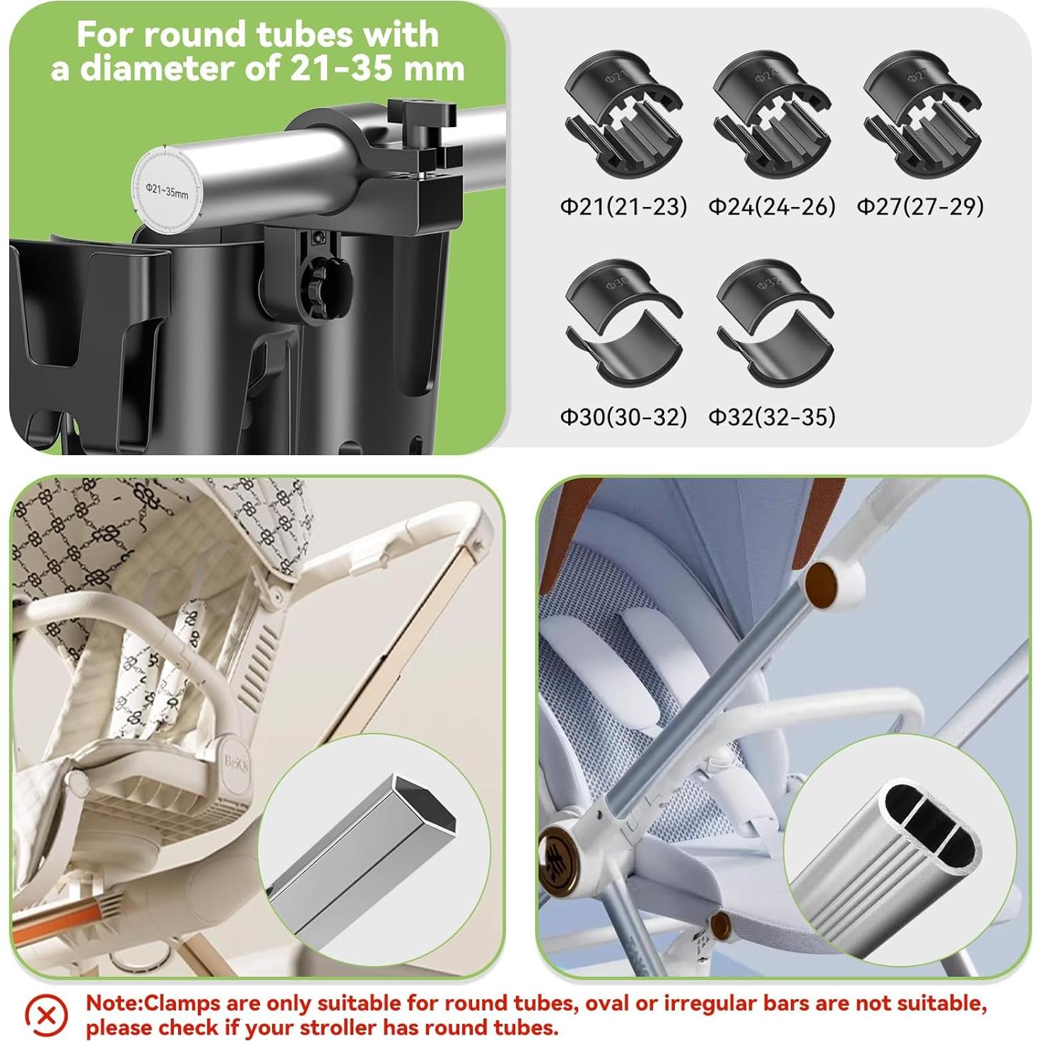 Soporte para Taza de Cochecito KDD 3 en 1 con Teléfono Negro