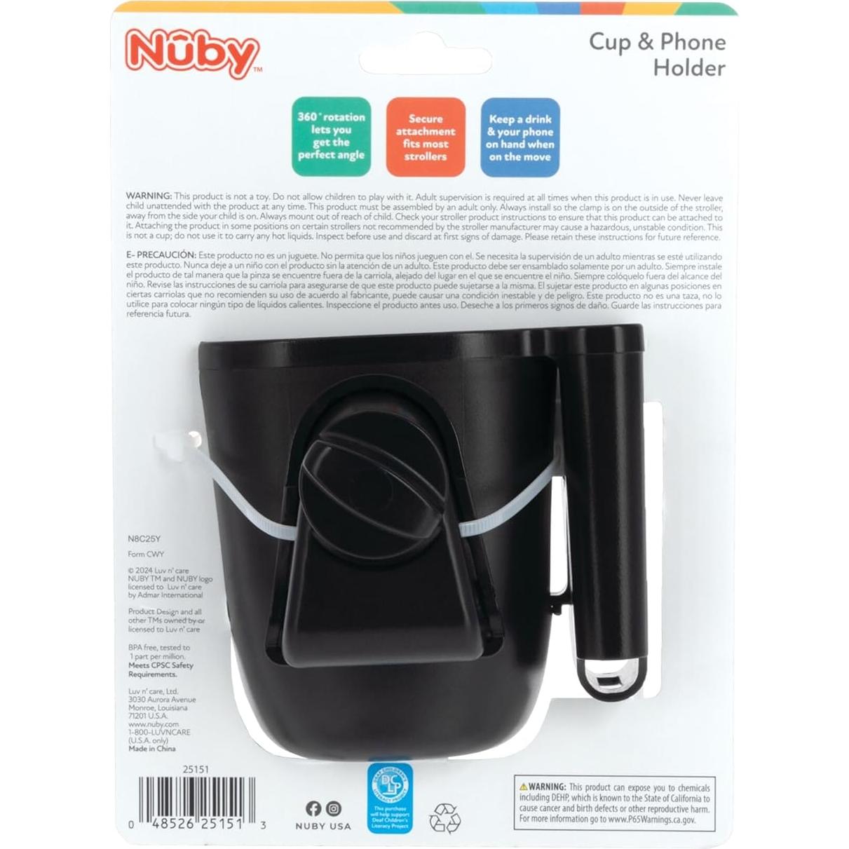 Soporte para Taza y Teléfono Nuby - Clip Rotatorio 360°