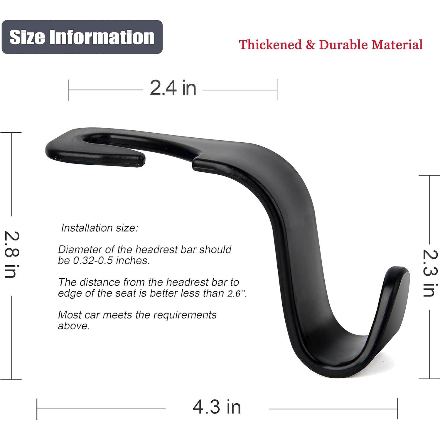 Gancho para Reposacabezas de Coche Amooca - 4 Piezas, Soporta 25 kg