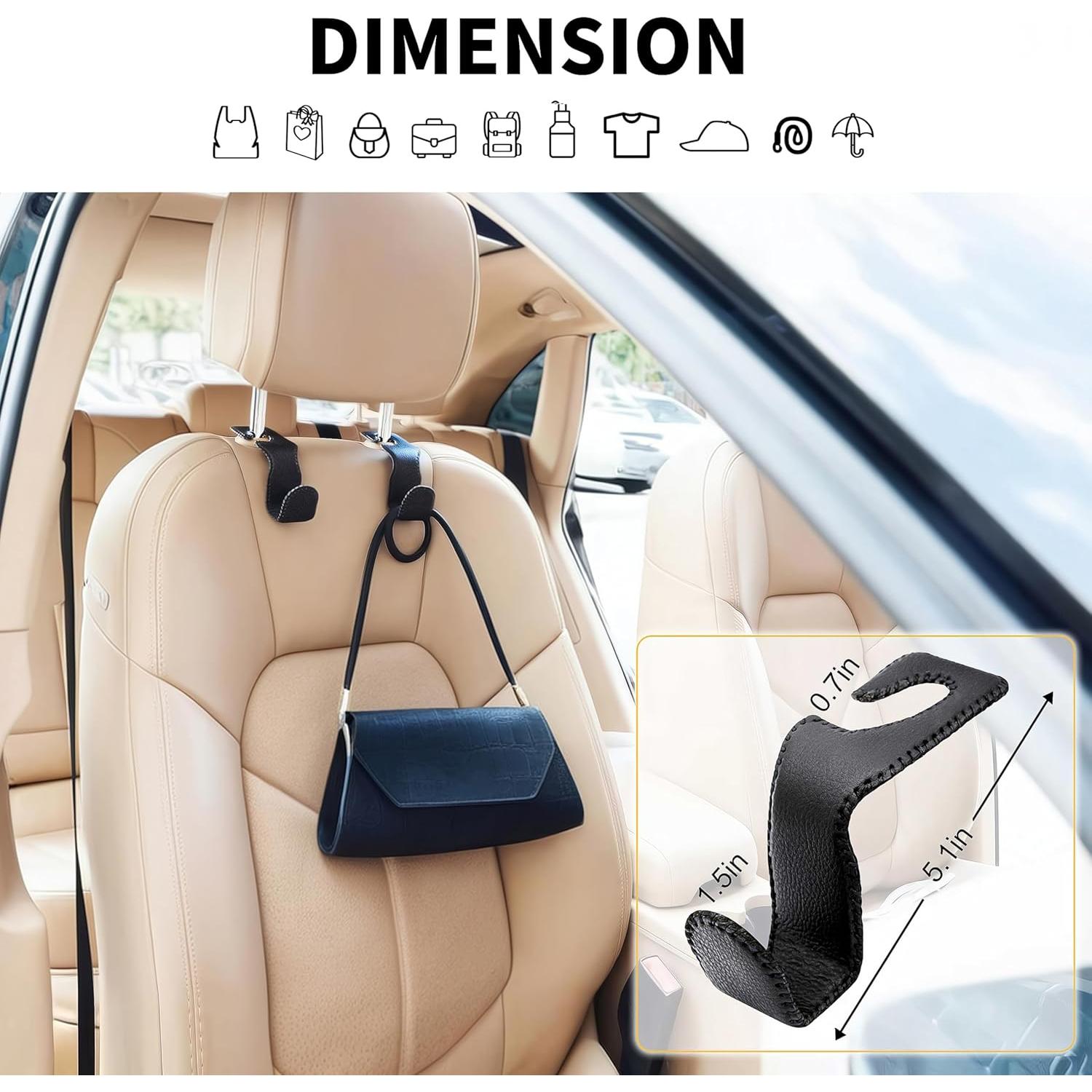 Ganchos para Reposacabezas EldHus - Soporte para Bolsos Negro