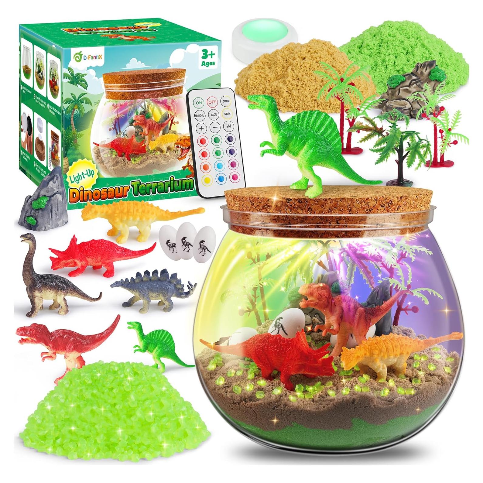 Kit de Terrario de Dinosaurios D-FantiX con Luz LED para Niños