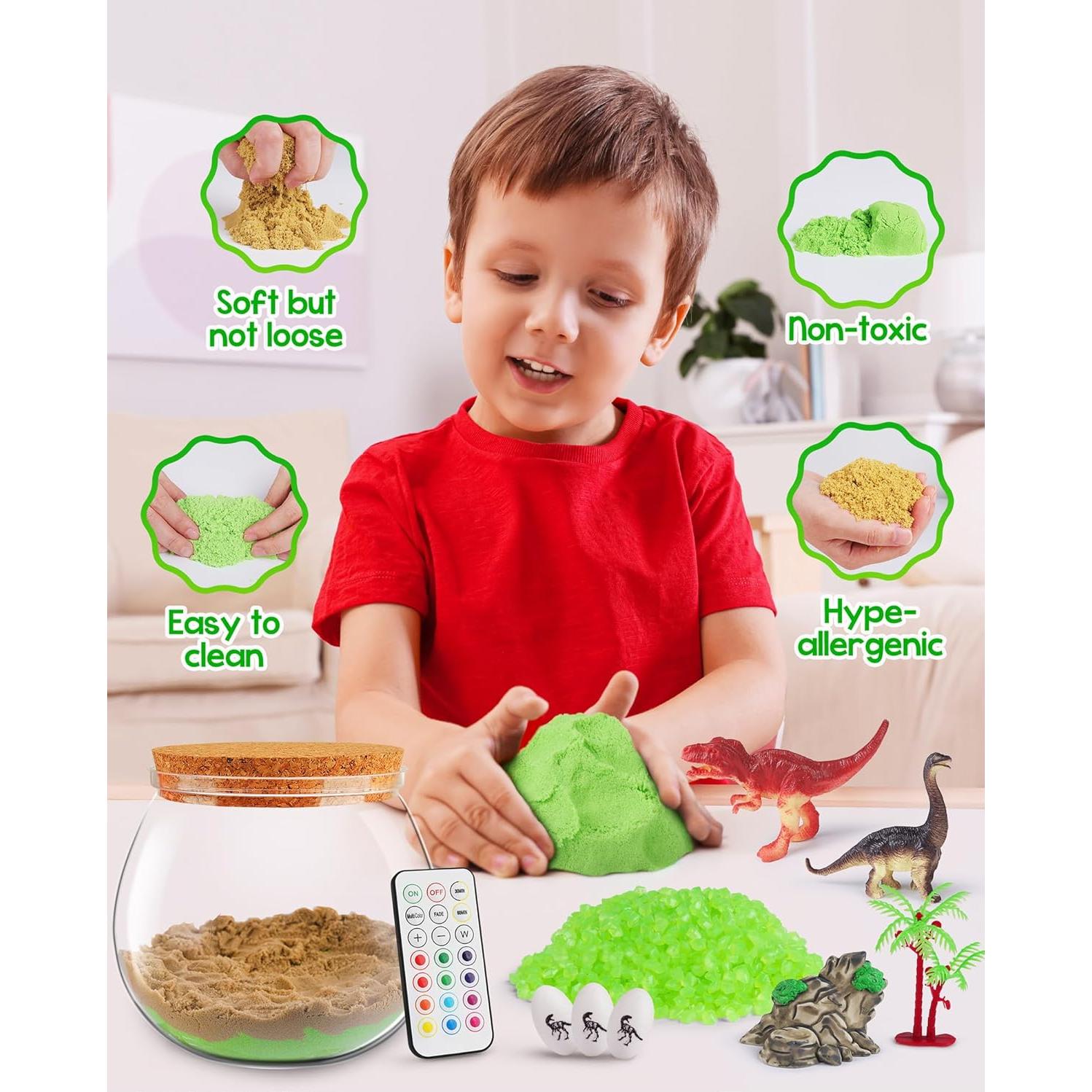 Kit de Terrario de Dinosaurios D-FantiX con Luz LED para Niños