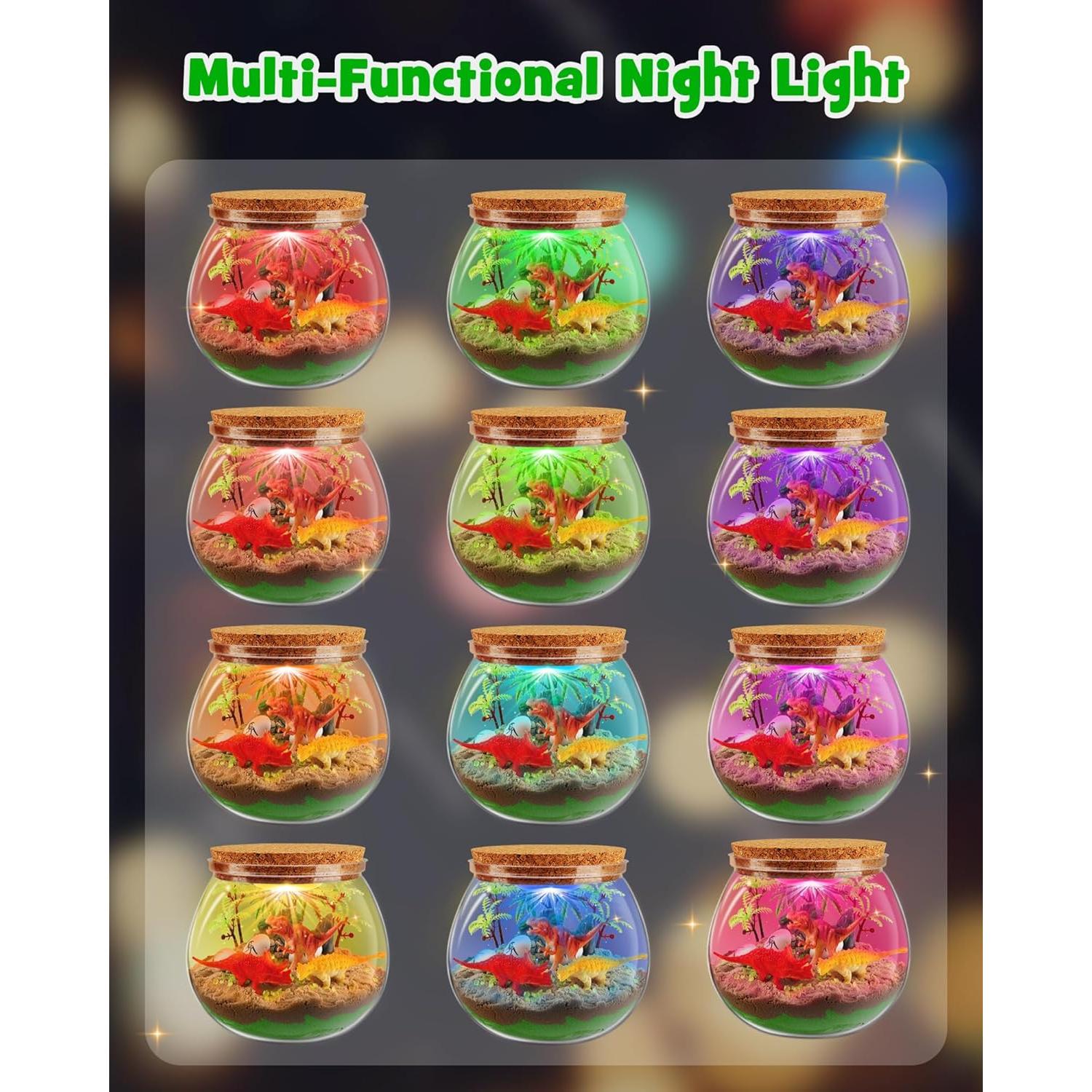 Kit de Terrario de Dinosaurios D-FantiX con Luz LED para Niños