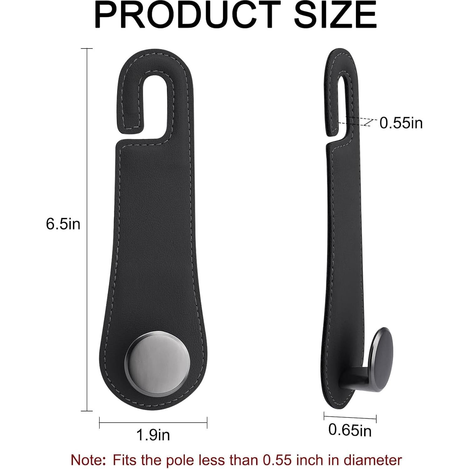 Gancho de Almacenamiento para Asiento de Coche JESTOP 2 PCS Negro