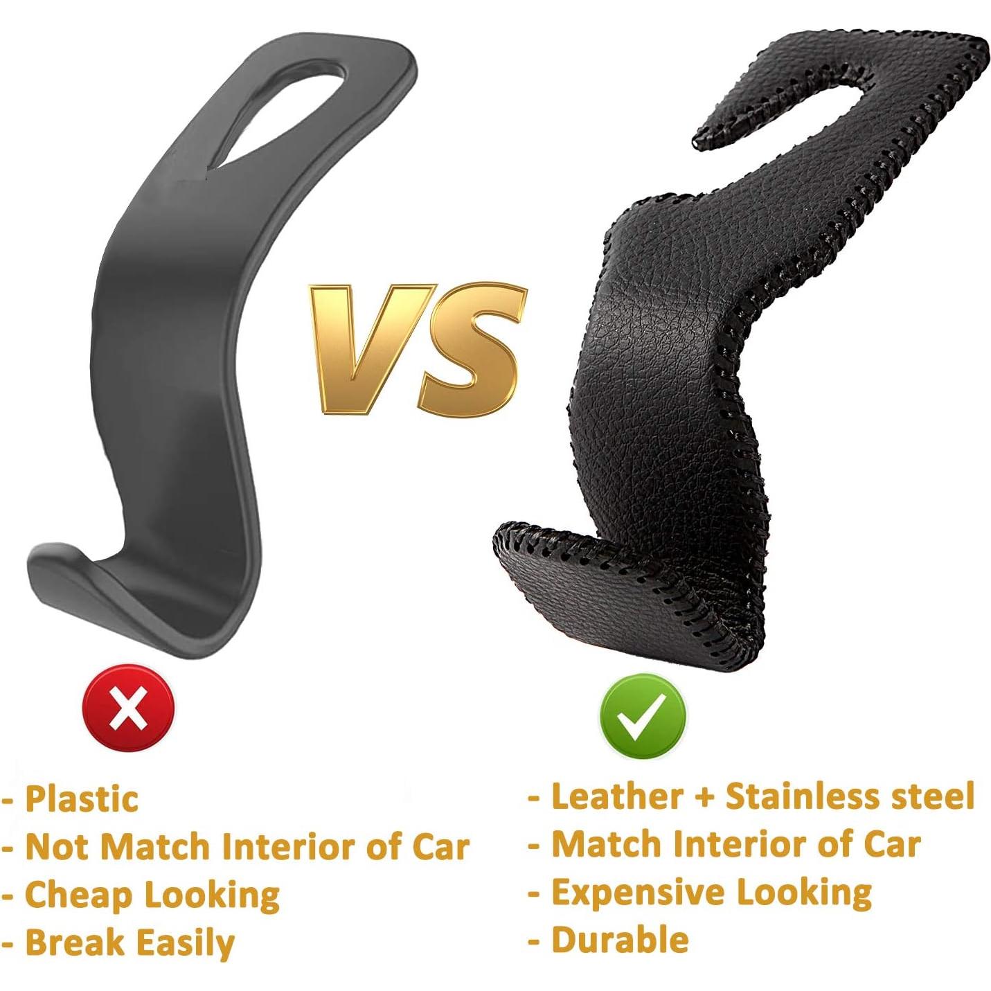 Ganchos para Reposacabezas AMVOYOA Beige - 2 Unidades de Cuero