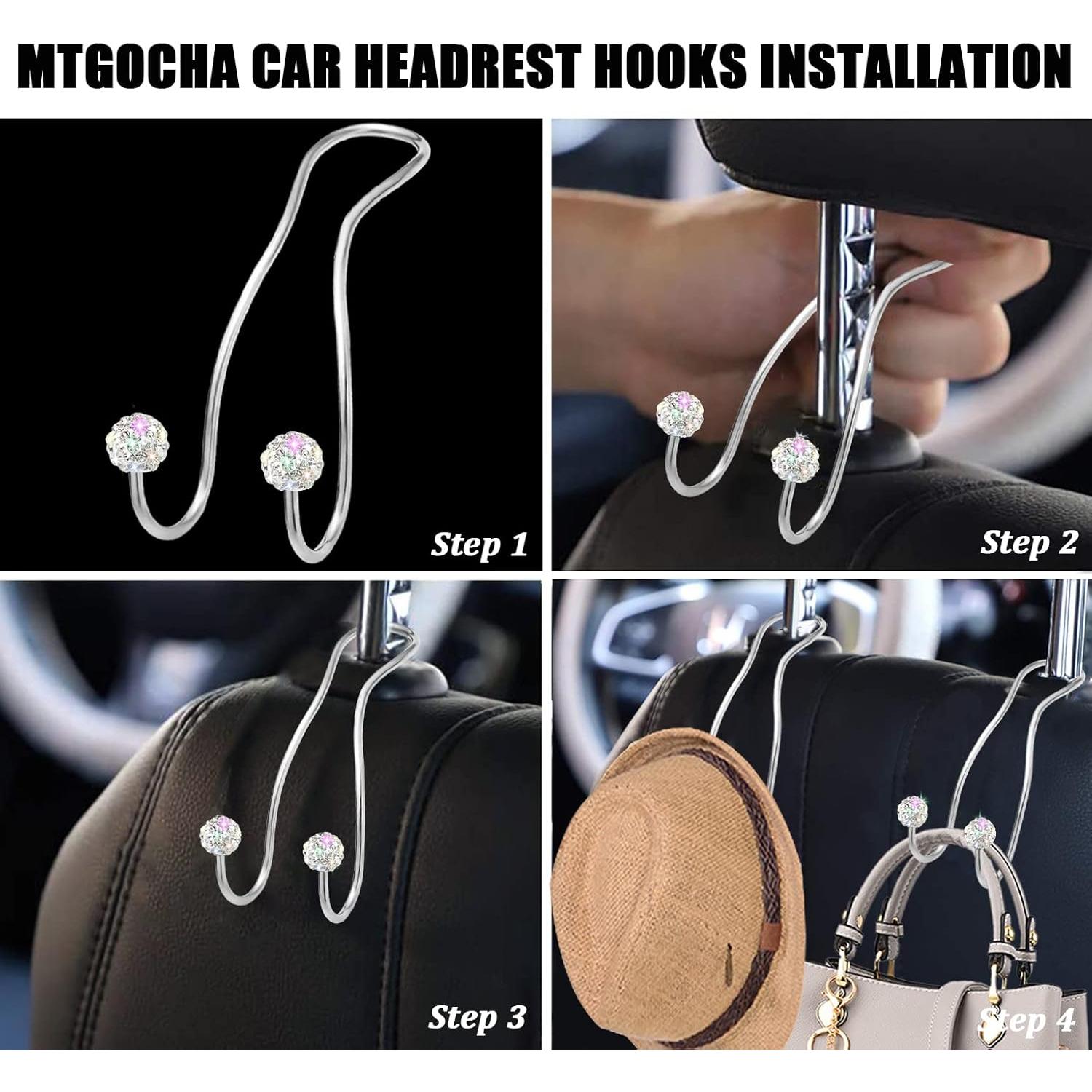 Ganchos Brillantes para Asiento de Auto MTGOCHA - 2 Unidades Plata