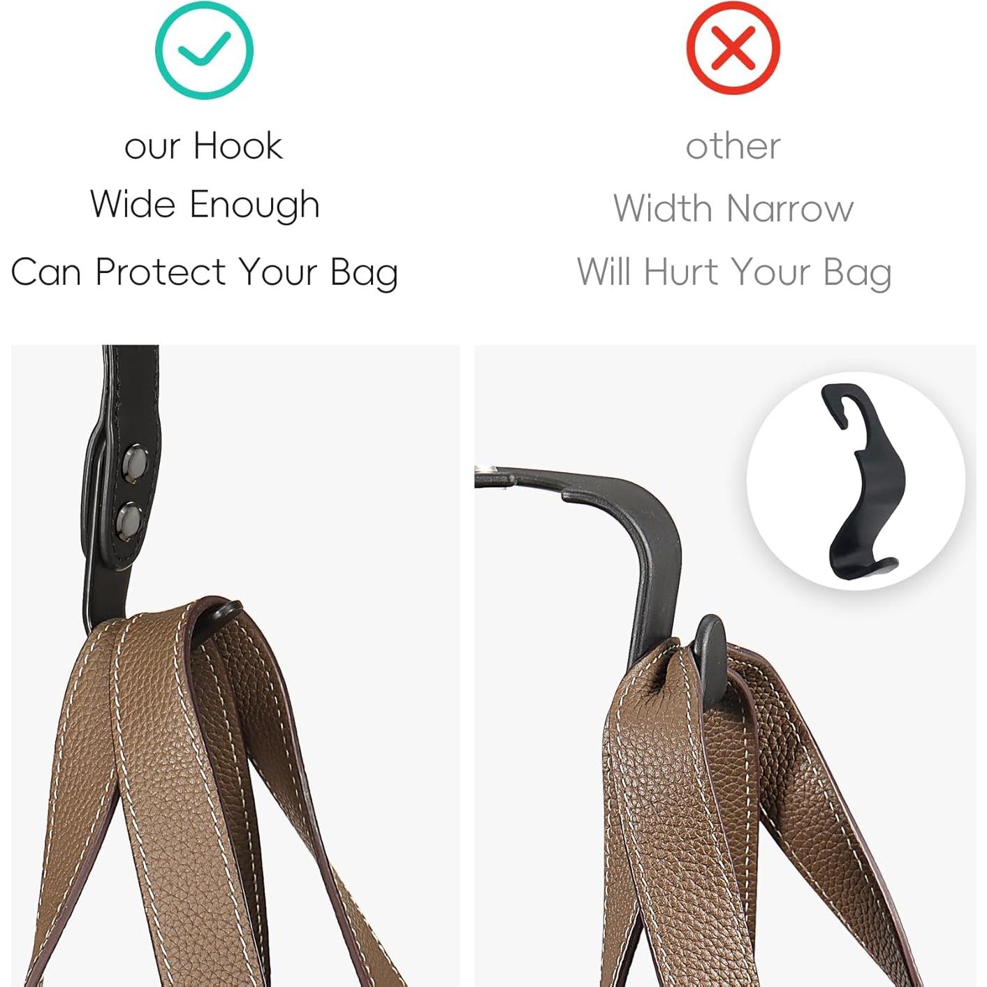 Ganchos para Bolsos de Auto Compuda - 2 Piezas de Cuero Negro