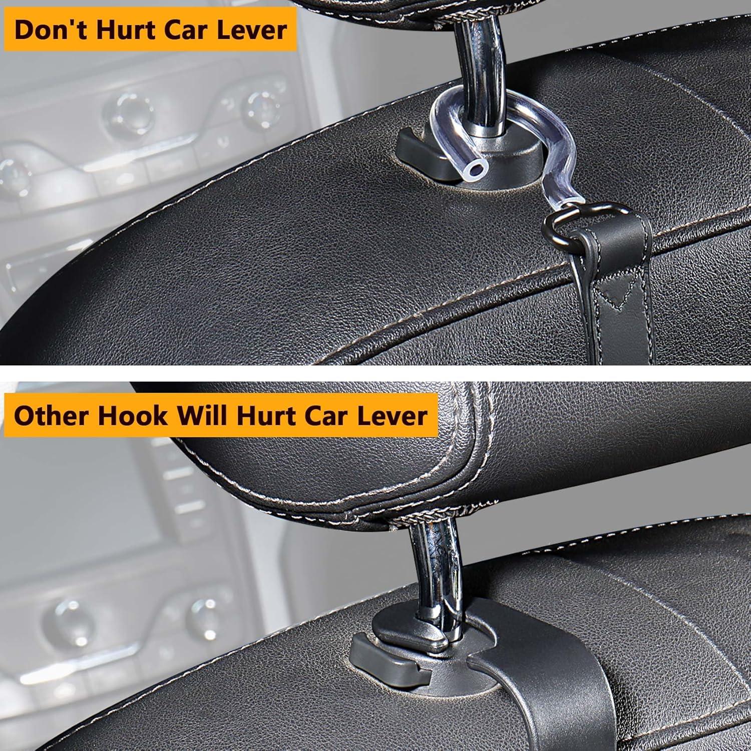 Ganchos para Bolsos de Auto Compuda - 2 Piezas de Cuero Negro