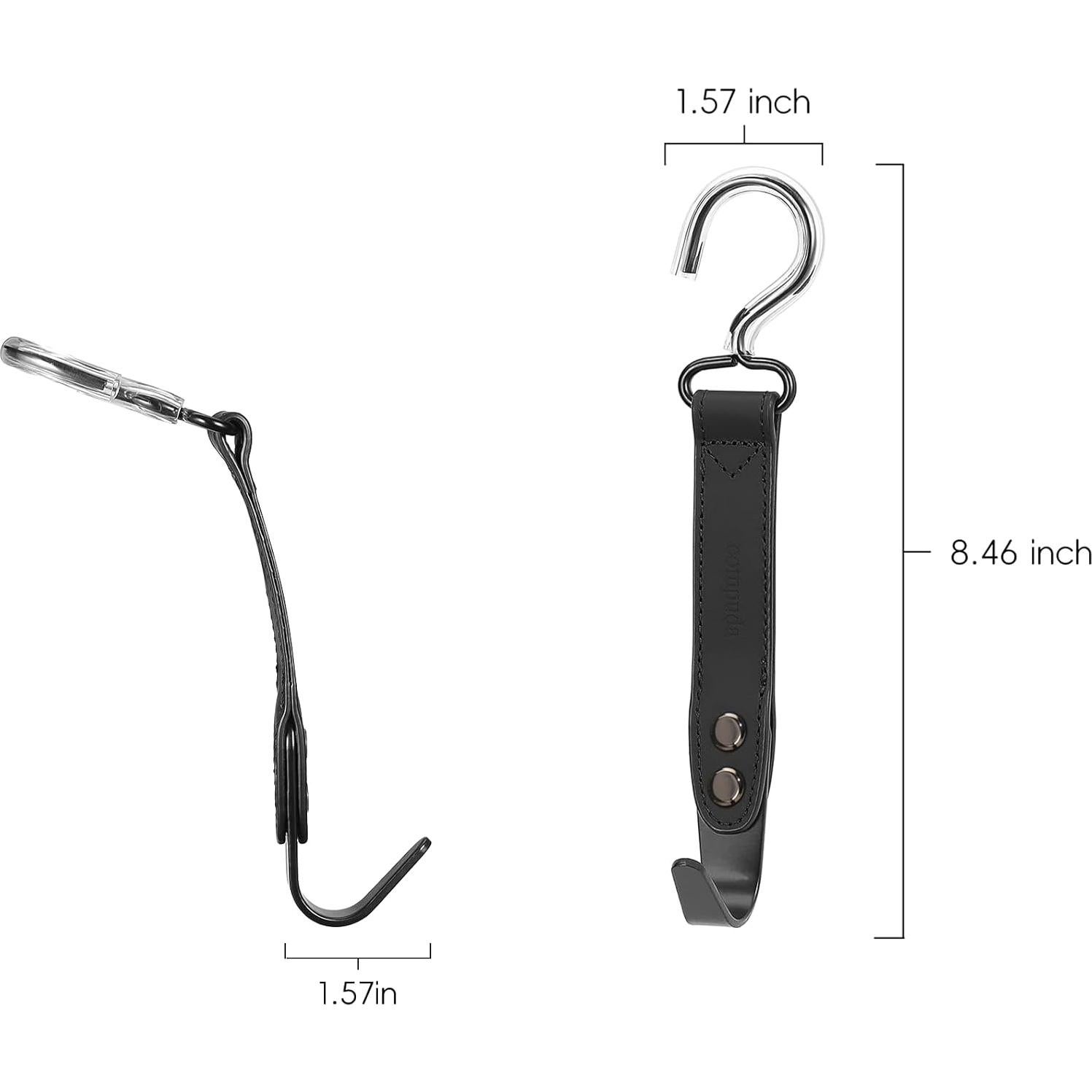 Ganchos para Bolsos de Auto Compuda - 2 Piezas de Cuero Negro