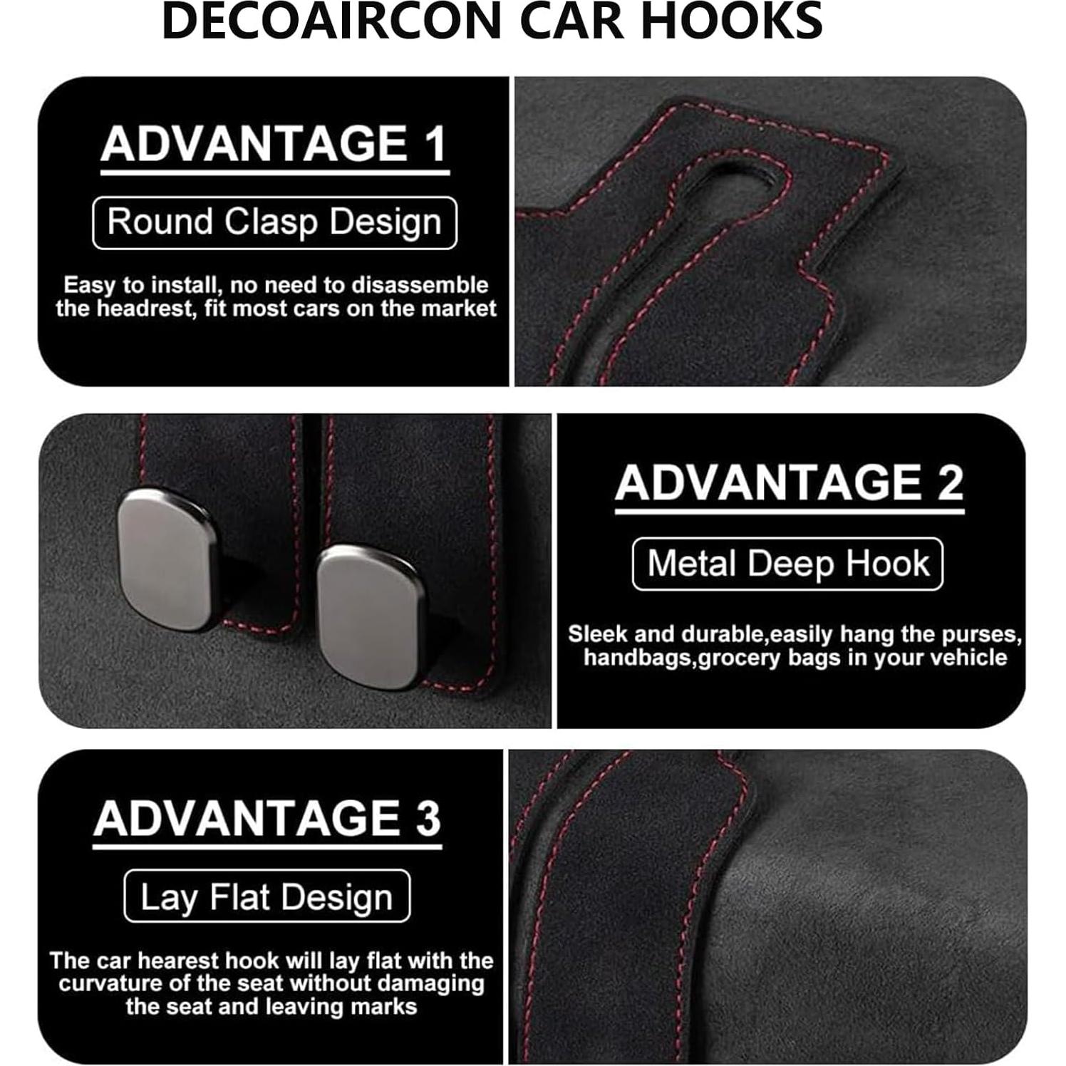 Ganchos para Cabecera de Auto DECOAIRCON - 2 Piezas Negro