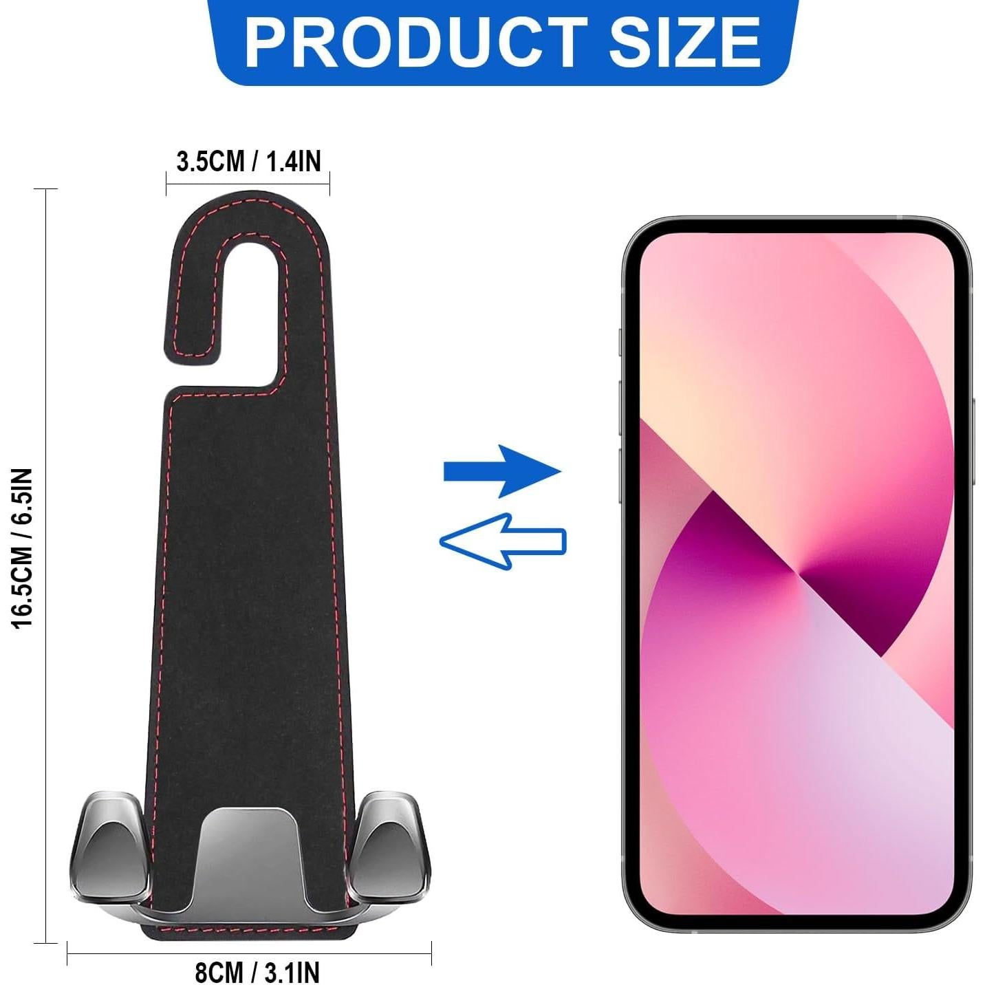 Ganchos de reposacabezas para coche Wiojided 2PCS - Cuero negro