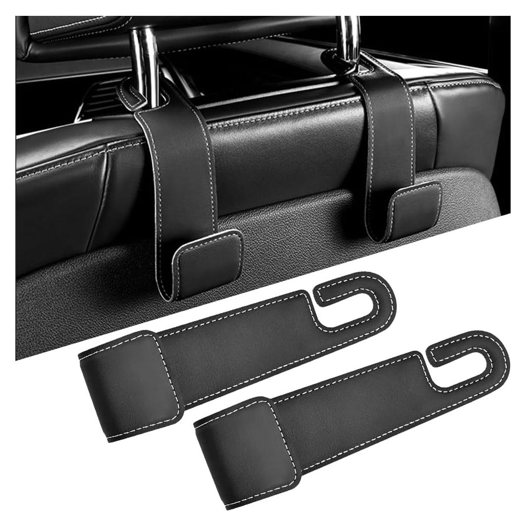 Gancho de Reposacabezas de Asiento de Coche KHGUZ - 2 Piezas Negro