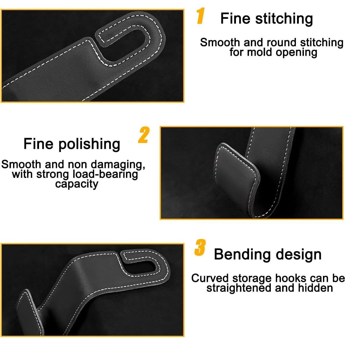 Gancho de Reposacabezas de Asiento de Coche KHGUZ - 2 Piezas Negro