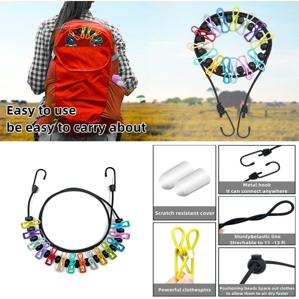 Cuerda de Ropa Portátil Sarmyarc 3.66m con 12 Pinzas