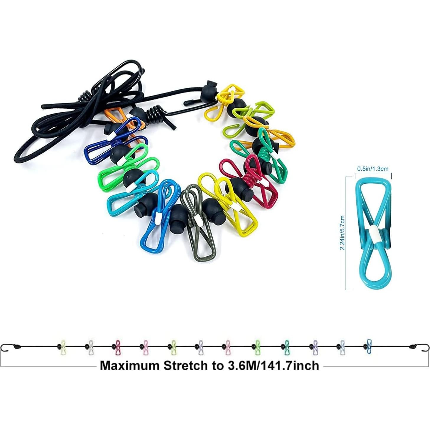 Cuerda de Ropa Portátil Sarmyarc 3.66m con 12 Pinzas