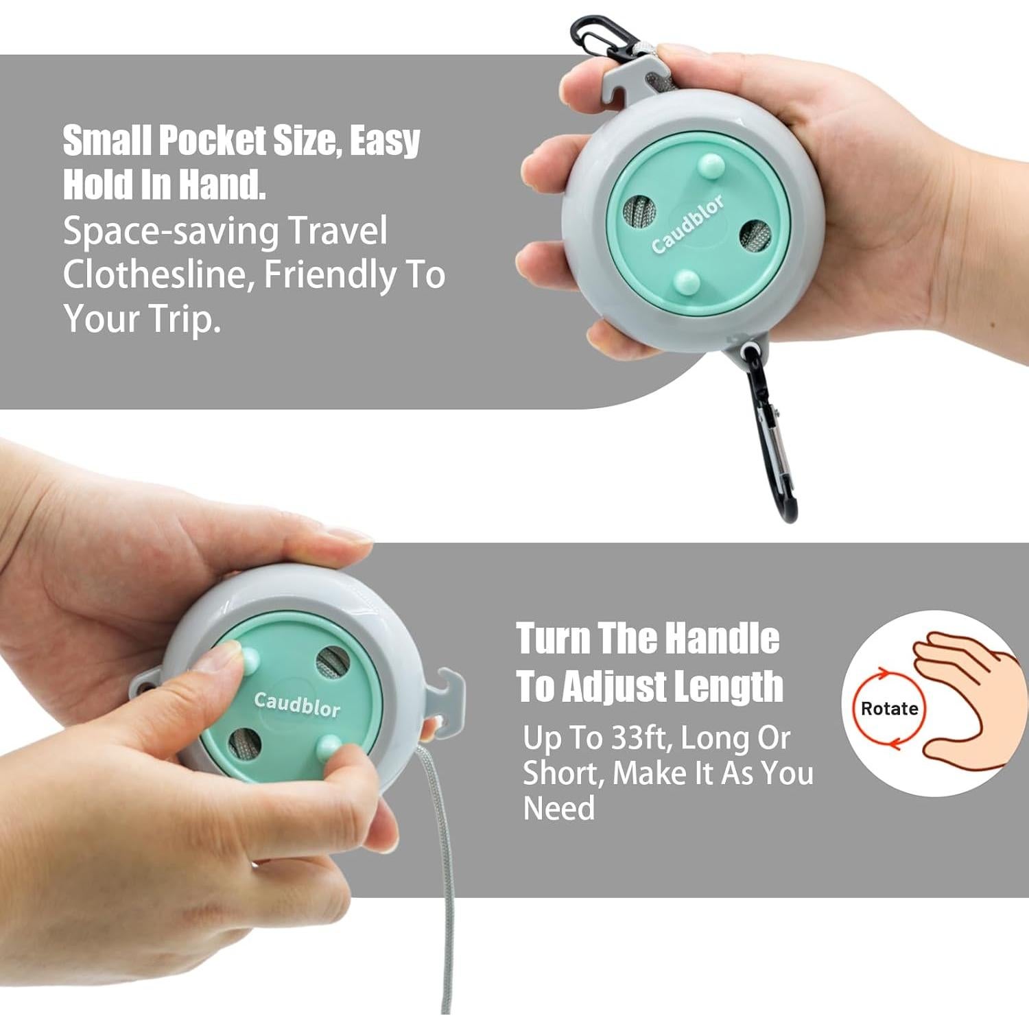 Cuerda de Tendedero Portátil Caudblor 10m Ajustable Nylon Azul