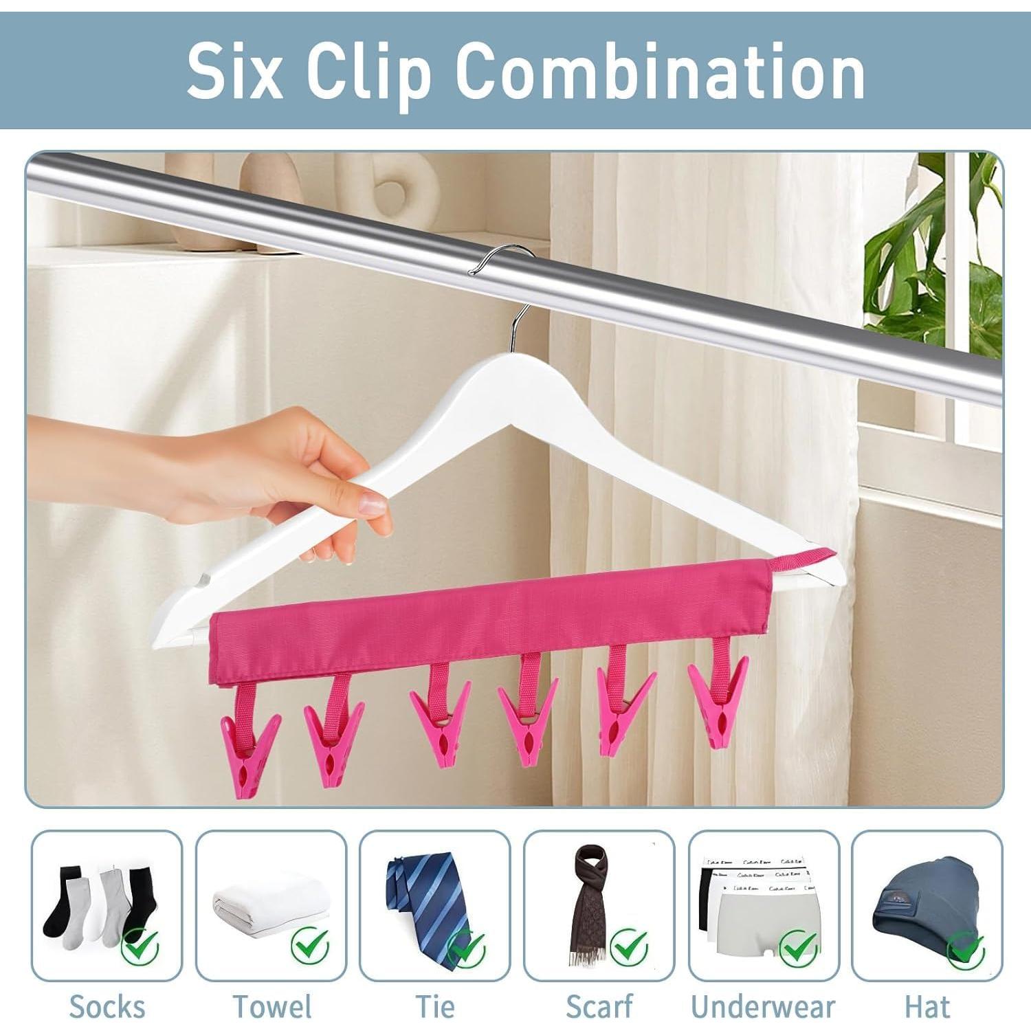 Perchas de viaje TamBee plegables con 6 clips - 3 unidades