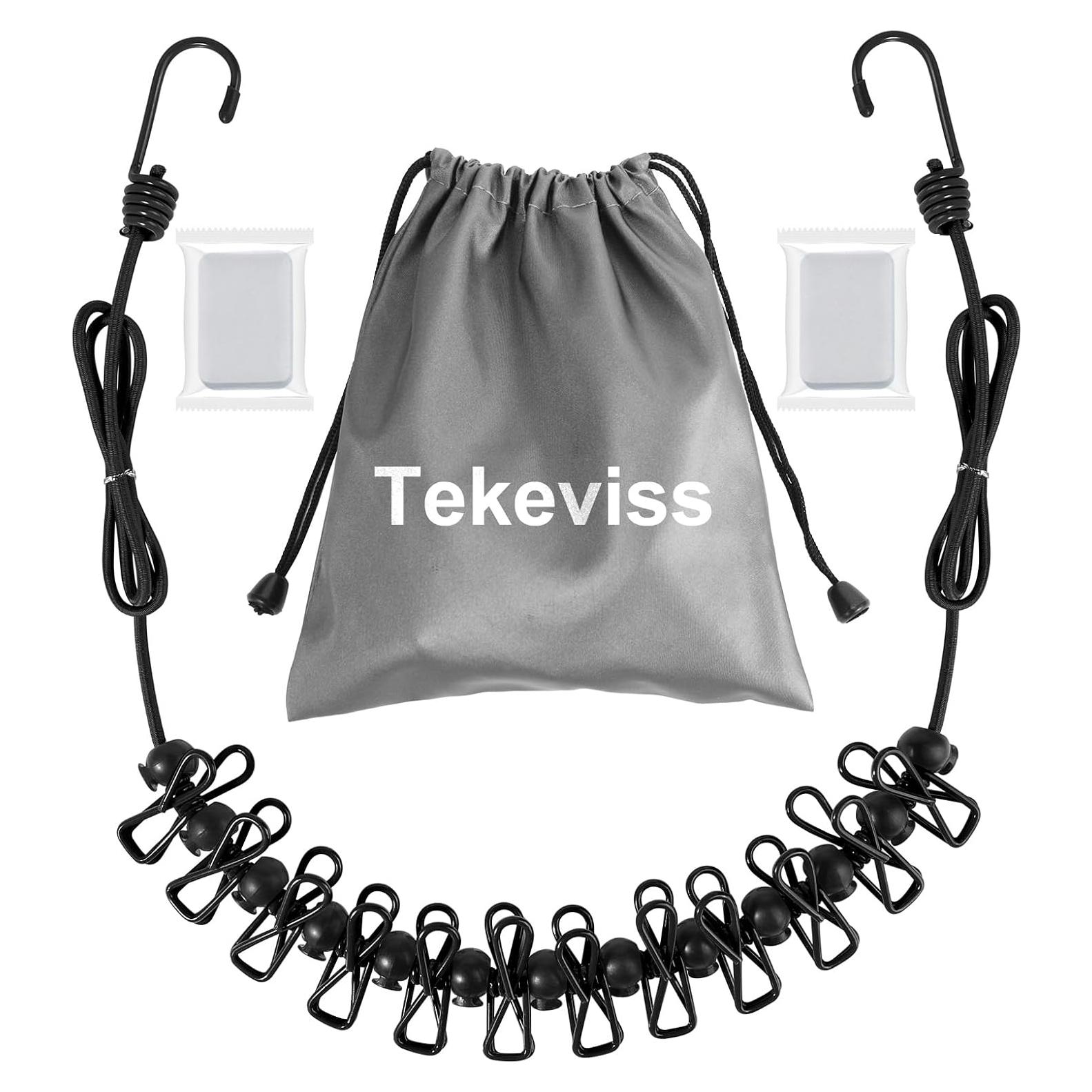 Cuerda de Viaje Retráctil Tekeviss 1.8m con 12 Pinzas y Toallas