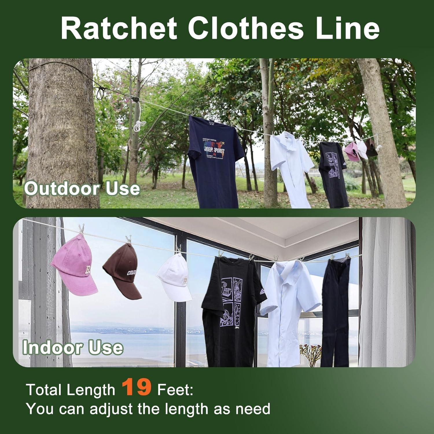 Cuerda de Ropa Retráctil Vigorport 5.8M para Camping y Hogar