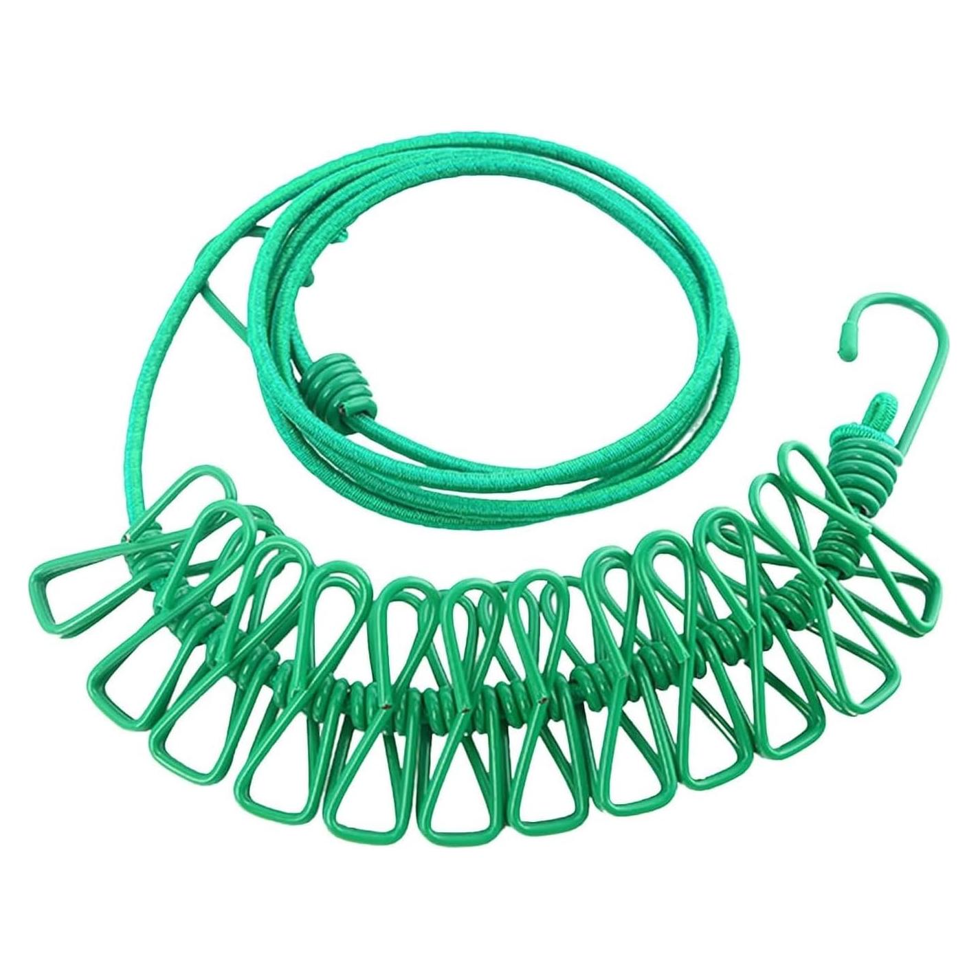 Cuerda de Ropa Retráctil ALINNA 3.66m con 12 Pinzas Verde