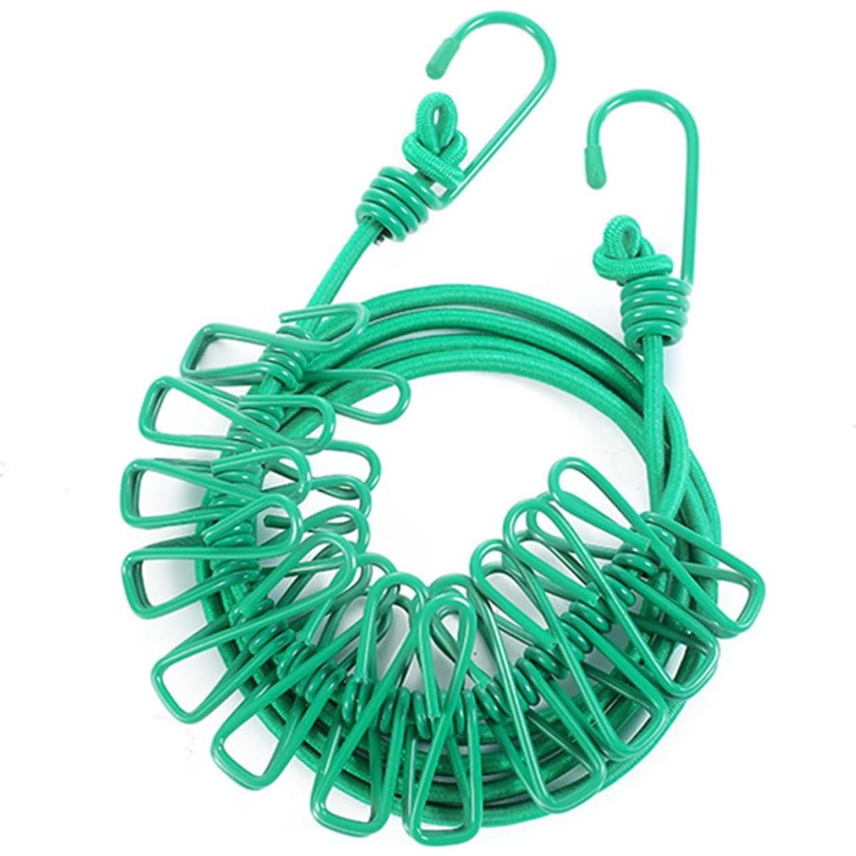 Cuerda de Ropa Retráctil ALINNA 3.66m con 12 Pinzas Verde