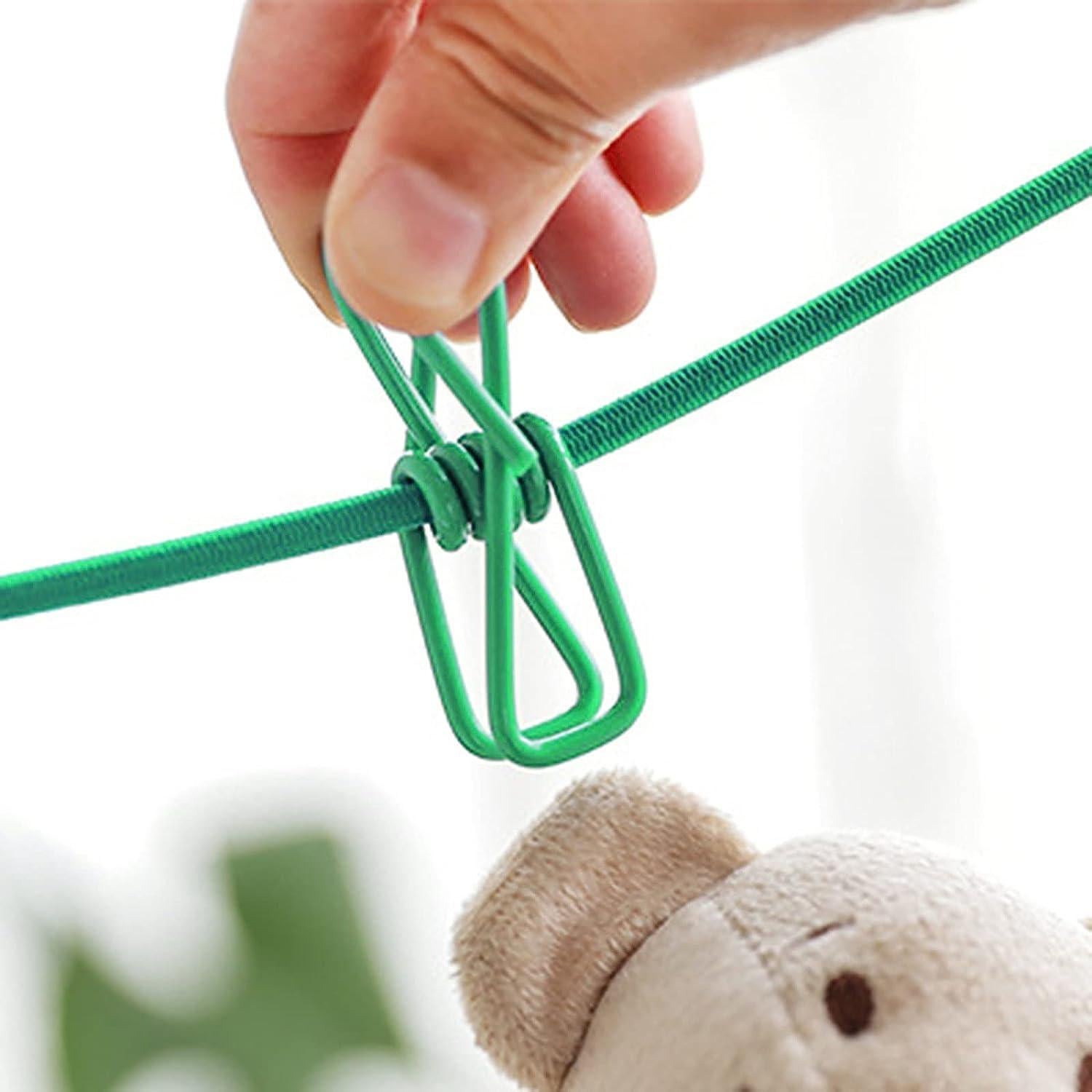 Cuerda de Ropa Retráctil ALINNA 3.66m con 12 Pinzas Verde