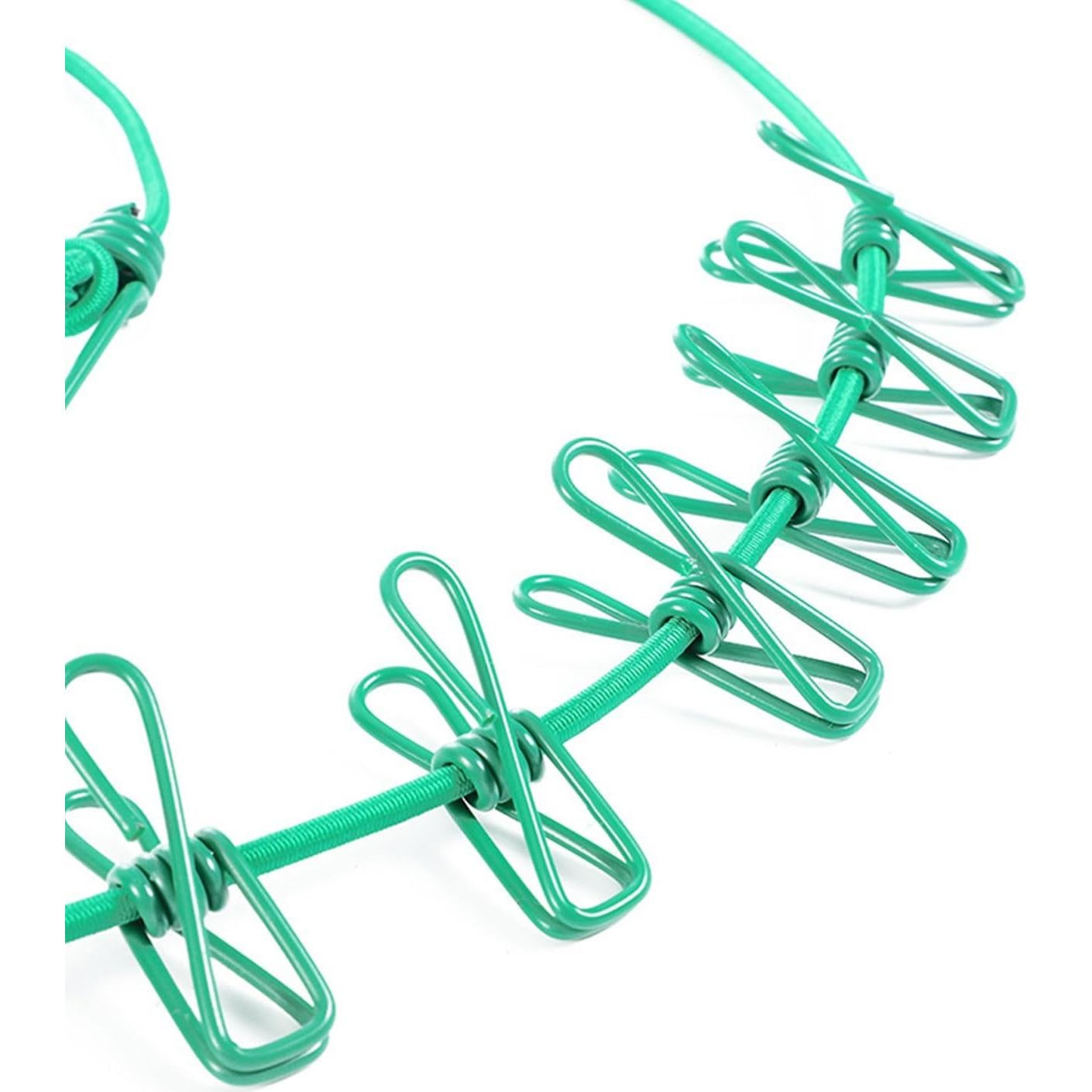 Cuerda de Ropa Retráctil ALINNA 3.66m con 12 Pinzas Verde