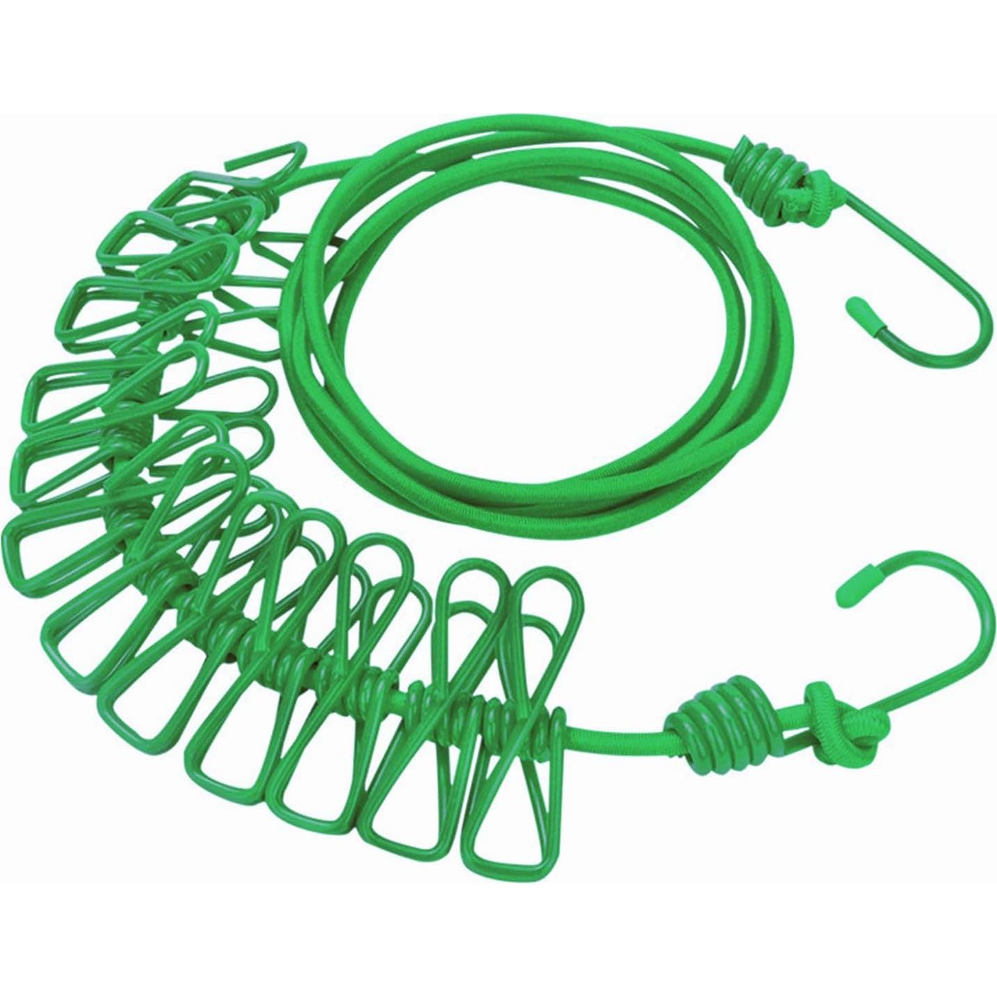 Cuerda de Ropa Retráctil ALINNA 3.66m con 12 Pinzas Verde