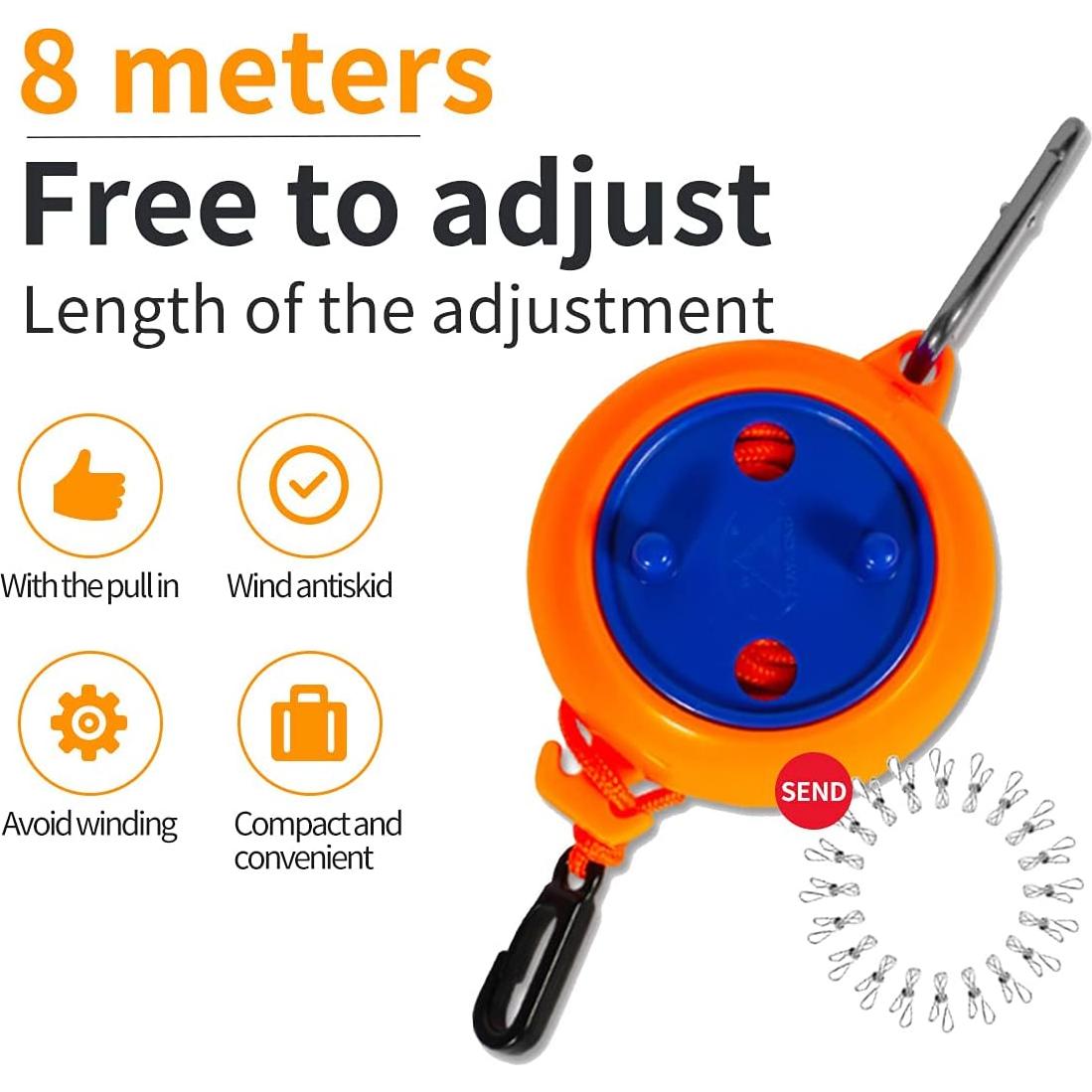 Cuerda de Tendedero Portátil CenYouful 10m con 20 Pinzas