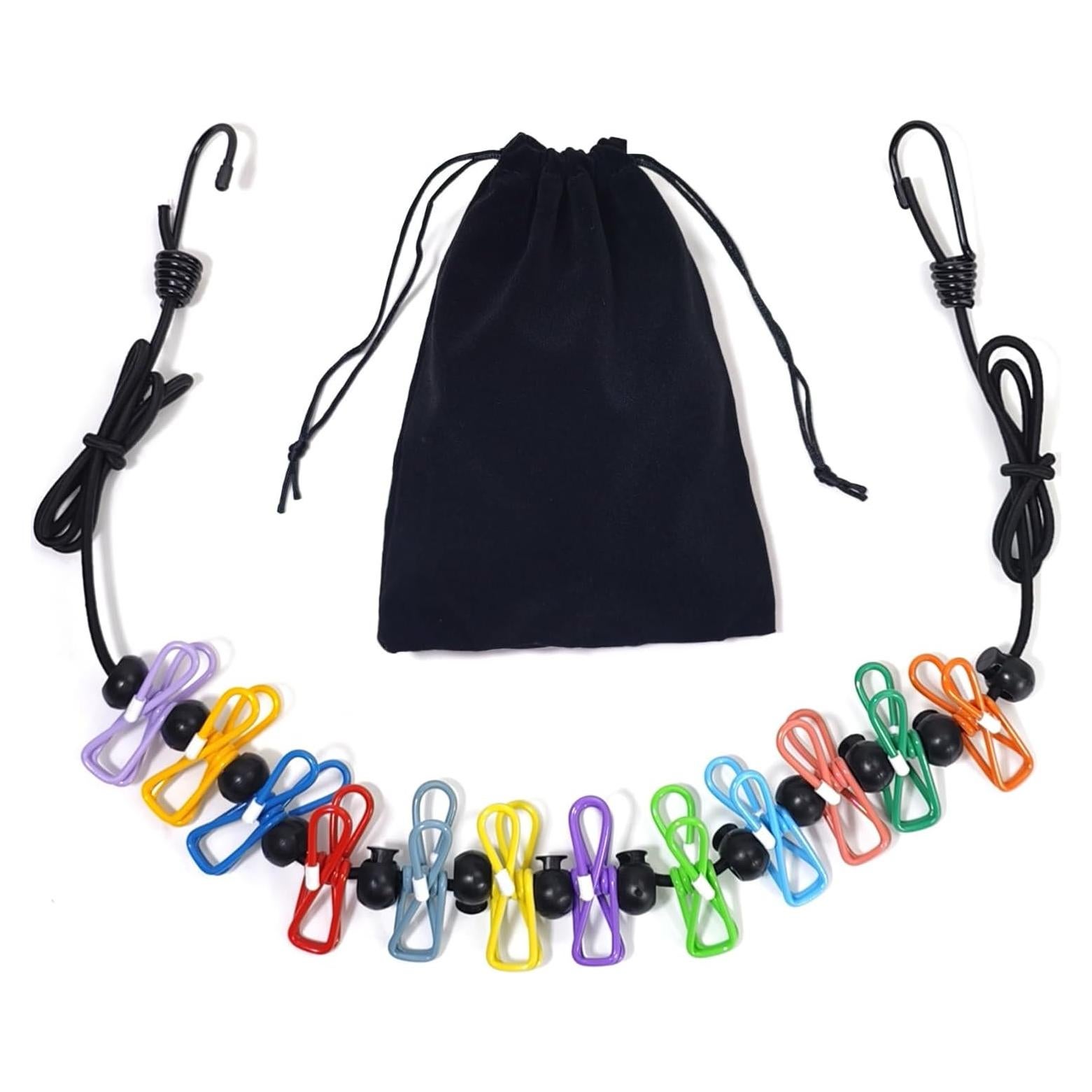 Cuerda de Ropa Portátil HFZRZFH Ajustable 1.5m-3.7m con Clips