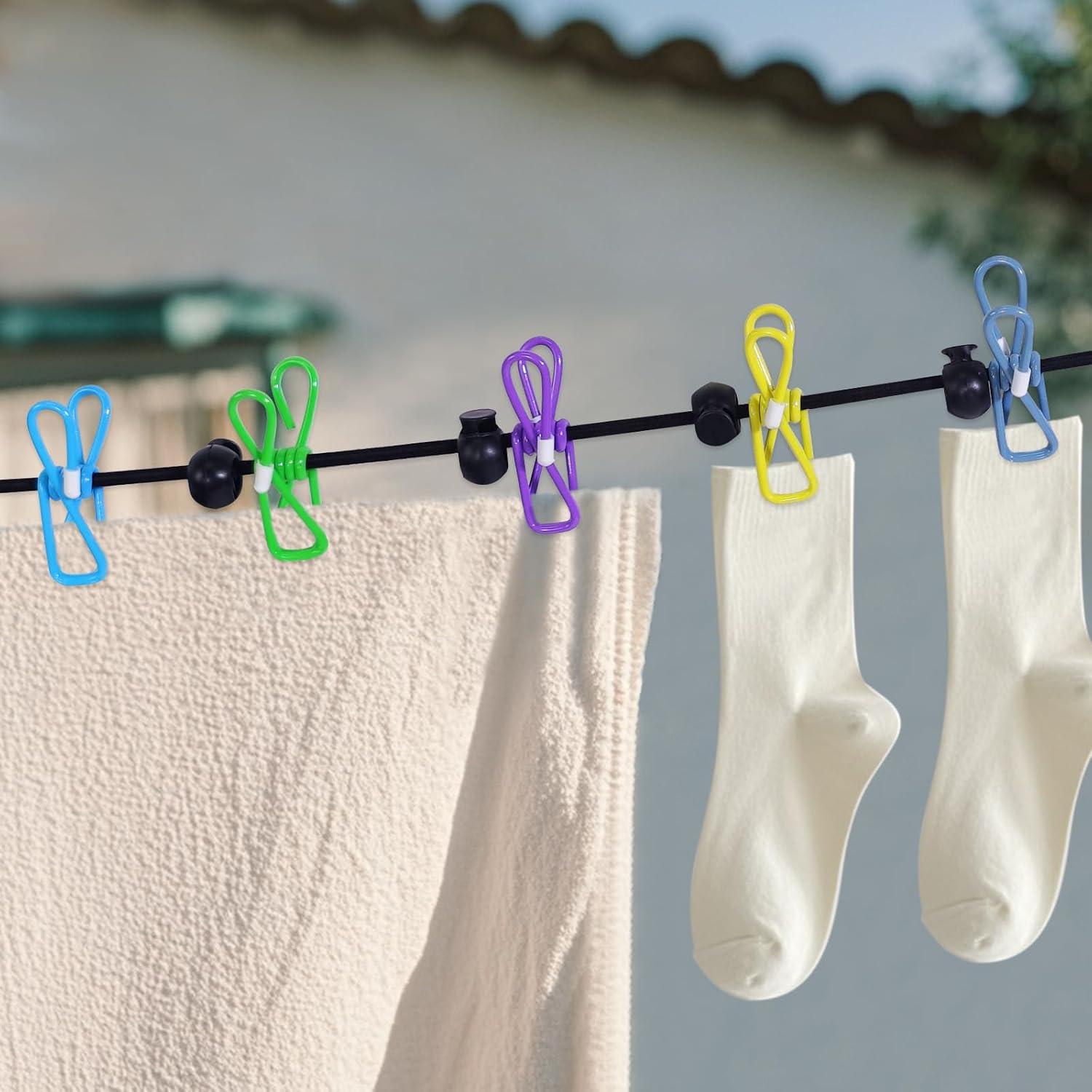 Cuerda de Ropa Portátil HFZRZFH Ajustable 1.5m-3.7m con Clips