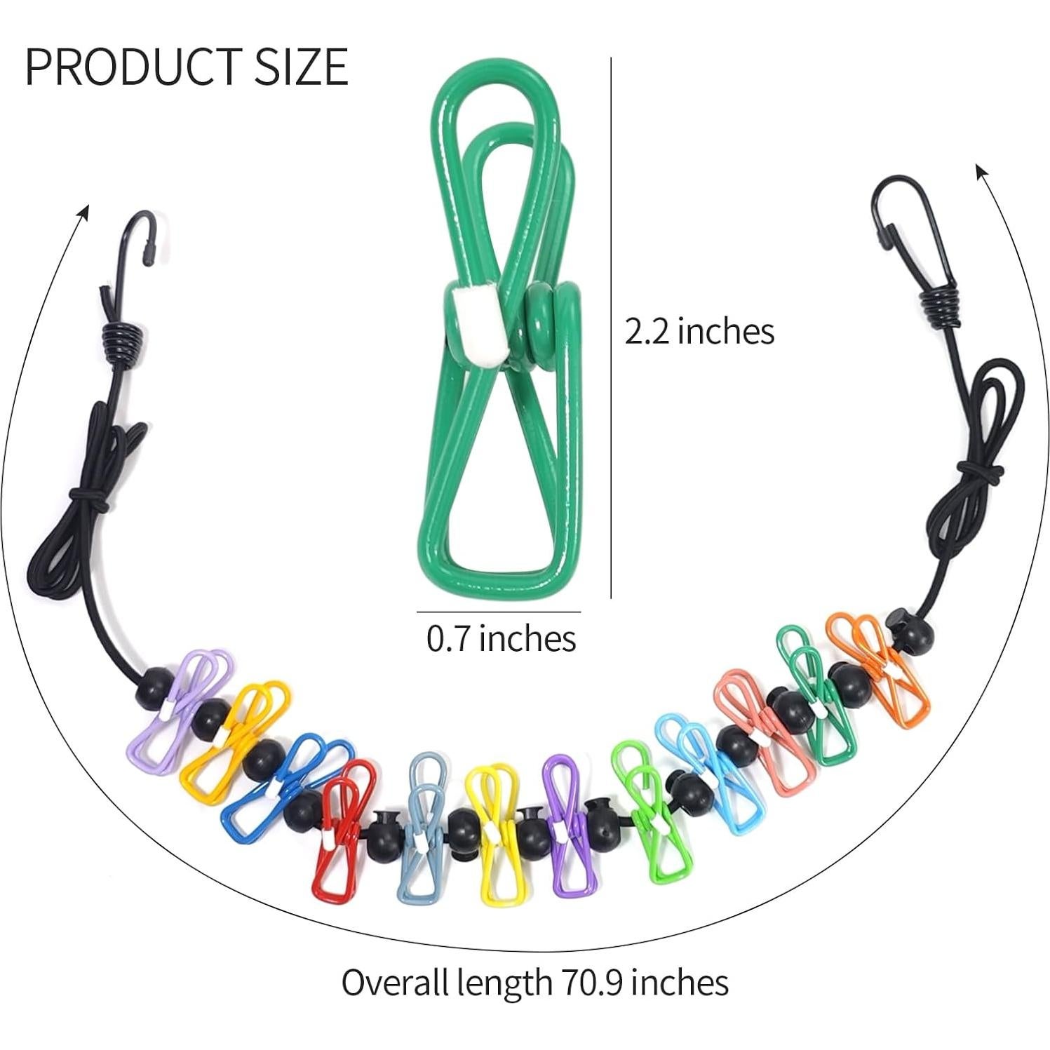 Cuerda de Ropa Portátil HFZRZFH Ajustable 1.5m-3.7m con Clips