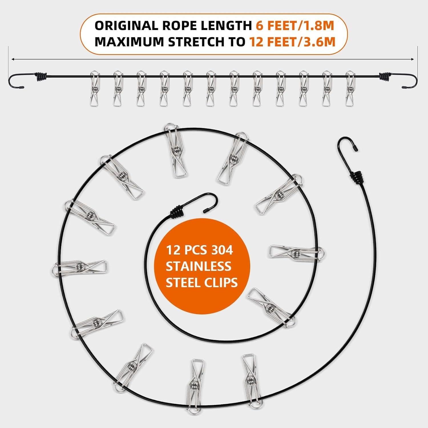 Cuerda de Viaje INSFITY con Clips Antideslizantes 1.8-3.6m